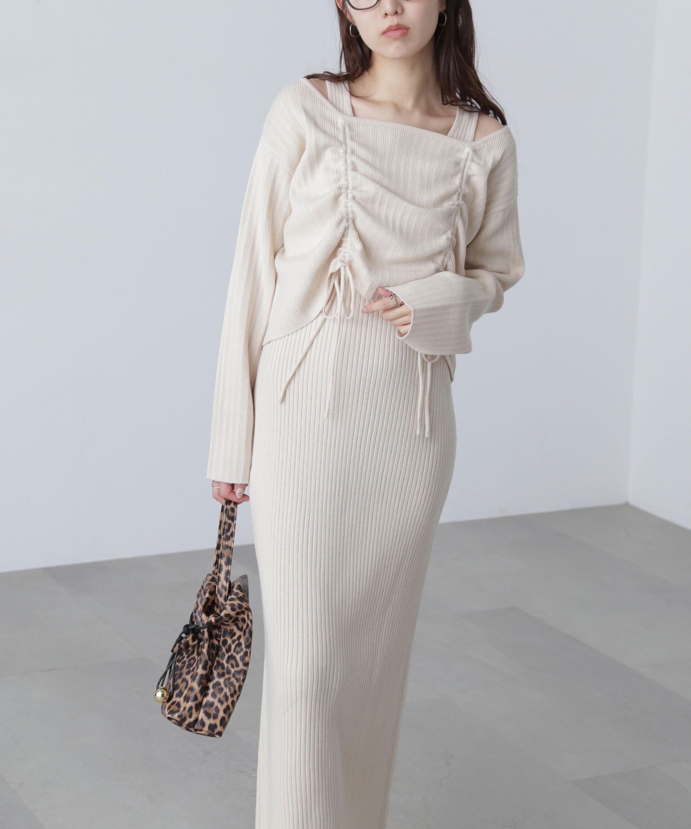  「ドロストリブニットセットアップ」|ワンピース|