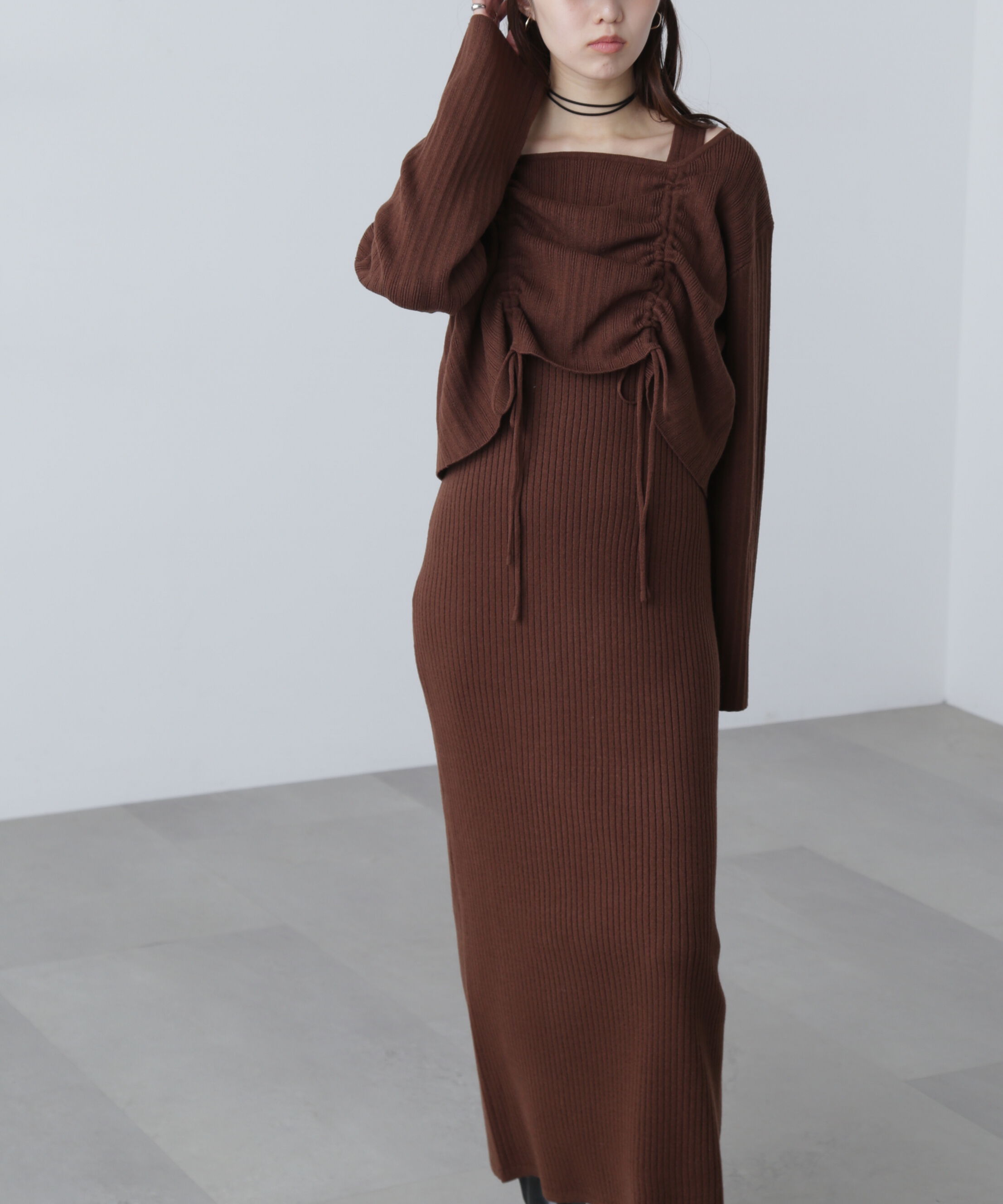  「ドロストリブニットセットアップ」|ワンピース|