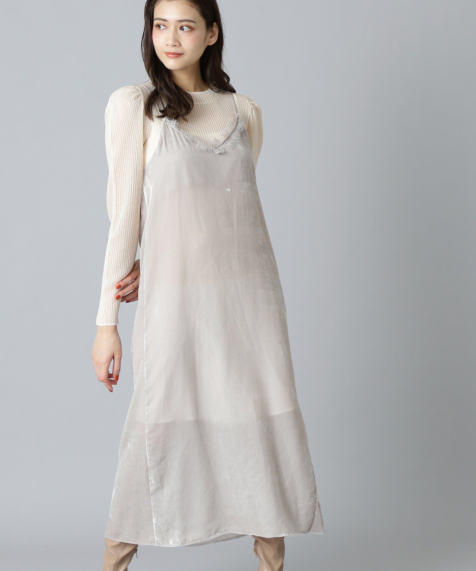  「シアートップスキャミワンピースセット」|ワンピース|