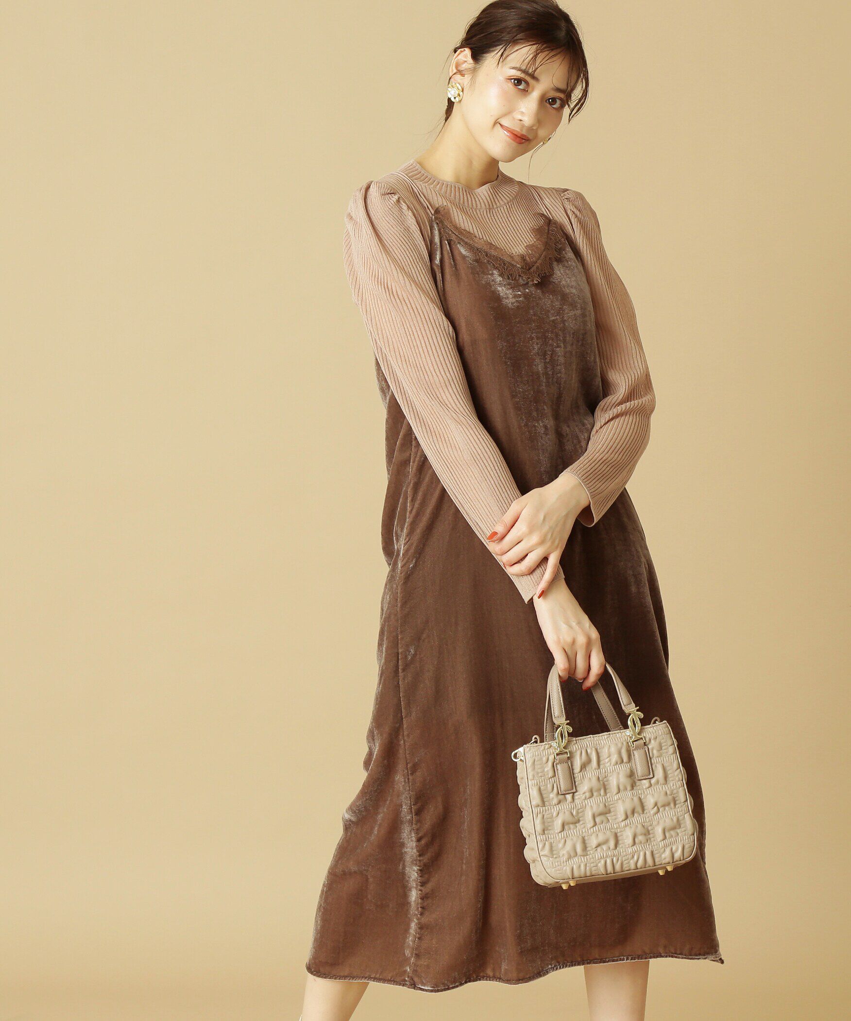  「シアートップスキャミワンピースセット」|ワンピース|