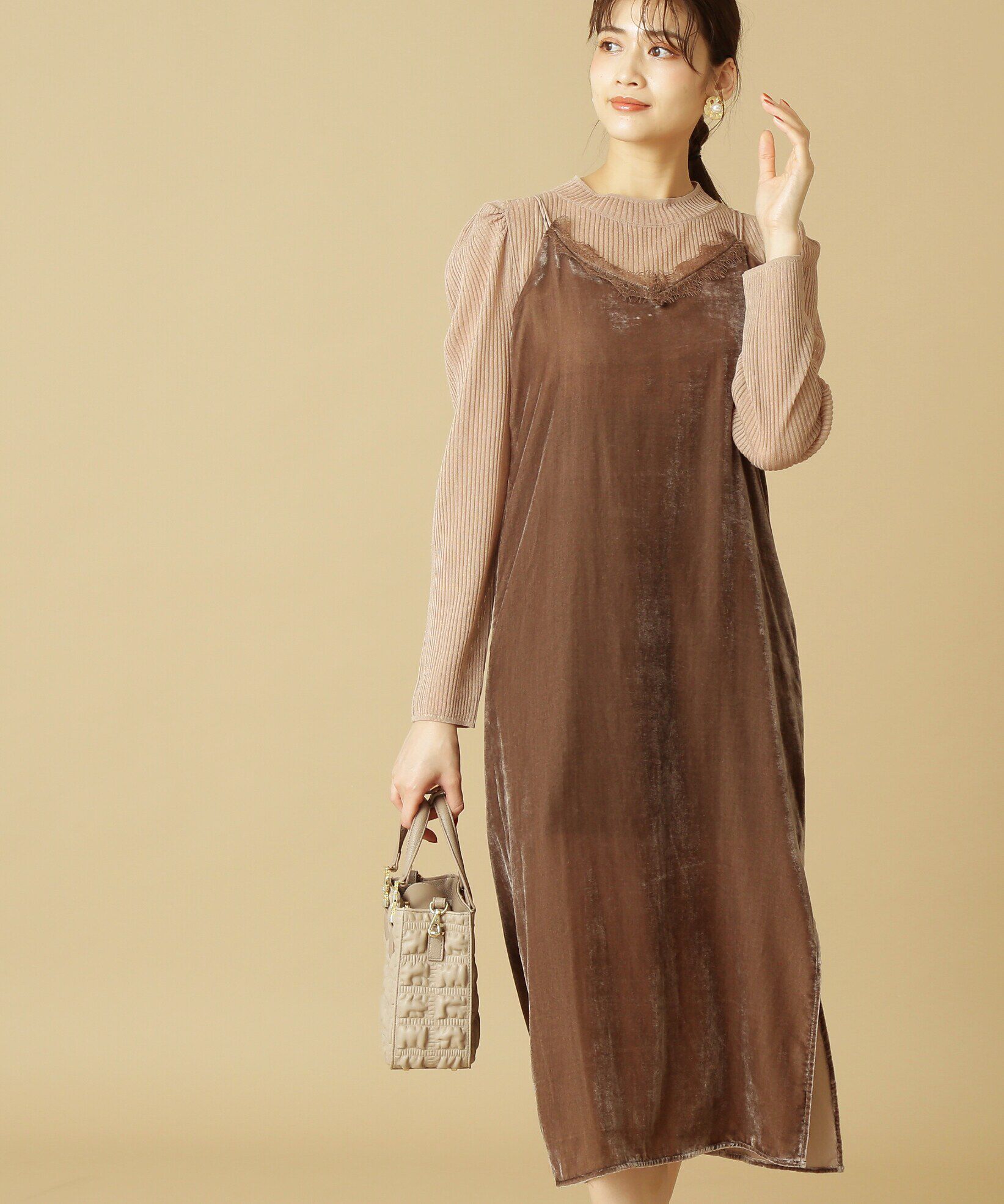  「シアートップスキャミワンピースセット」|ワンピース|