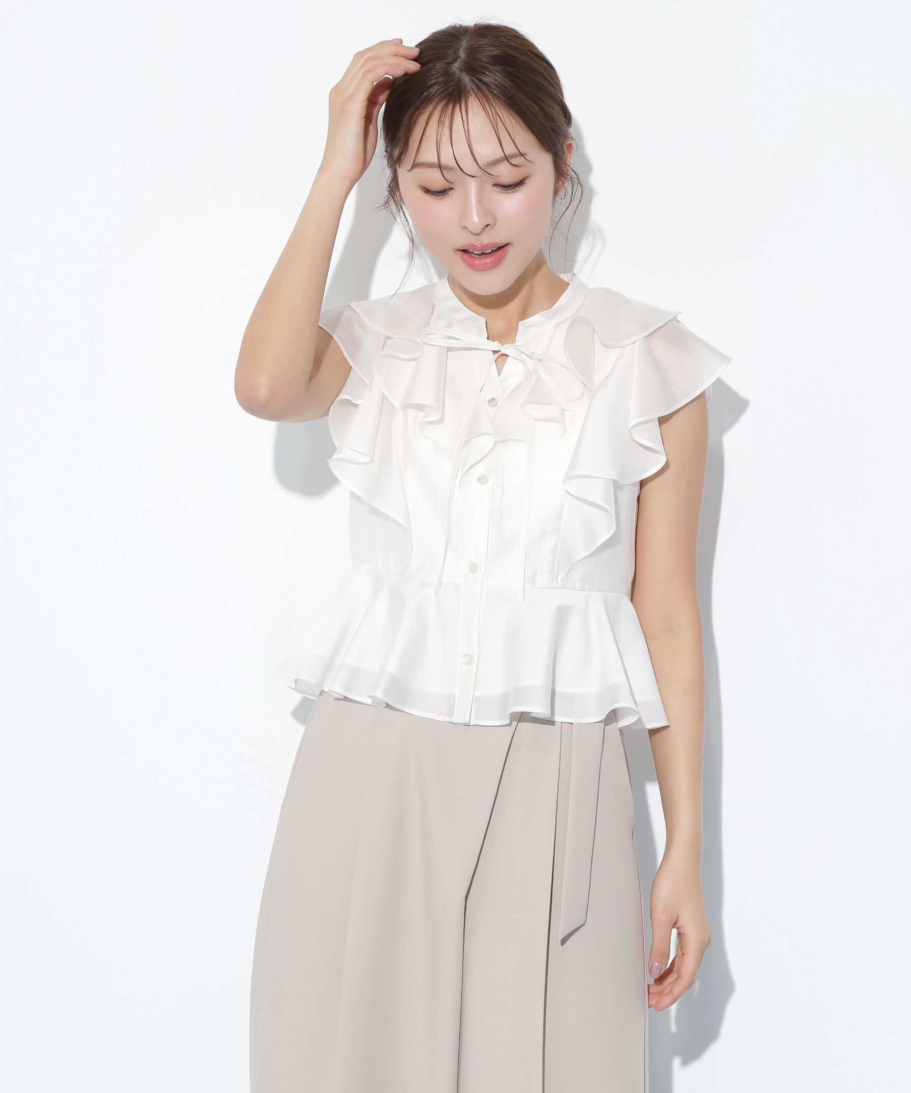  「ペプラムラッフルブラウス」|シャツ・ブラウス|