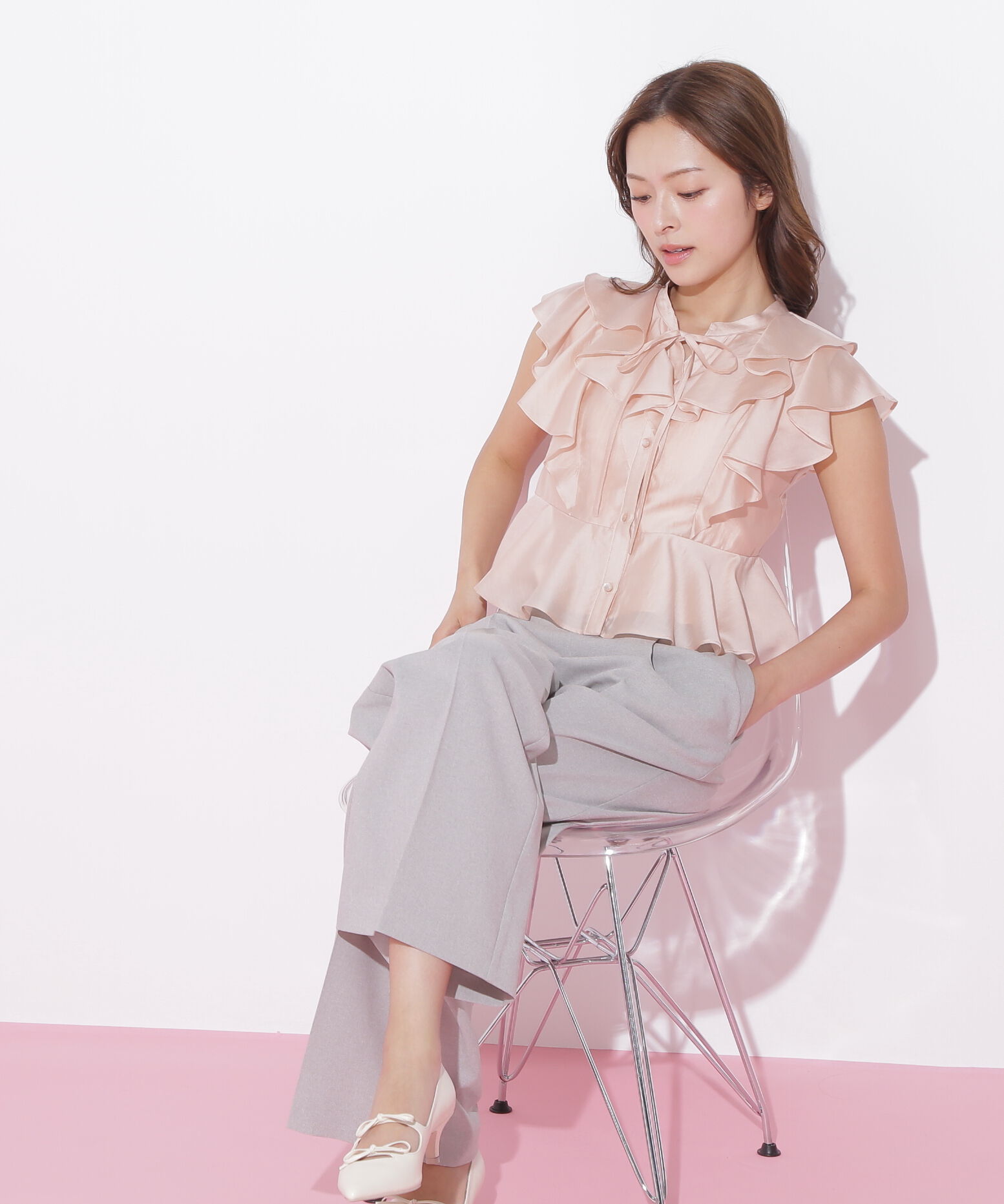  「ペプラムラッフルブラウス」|シャツ・ブラウス|