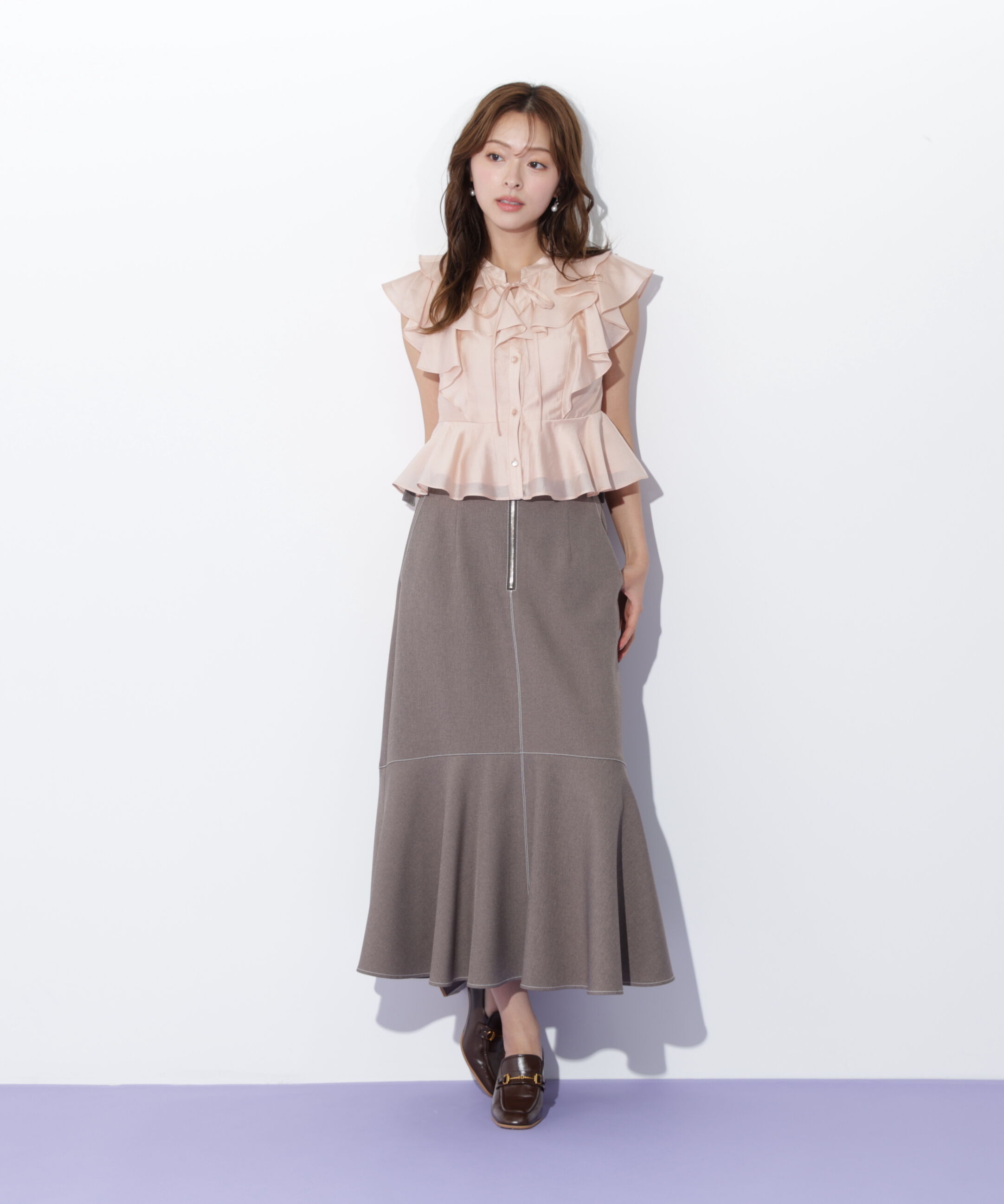  「ペプラムラッフルブラウス」|シャツ・ブラウス|