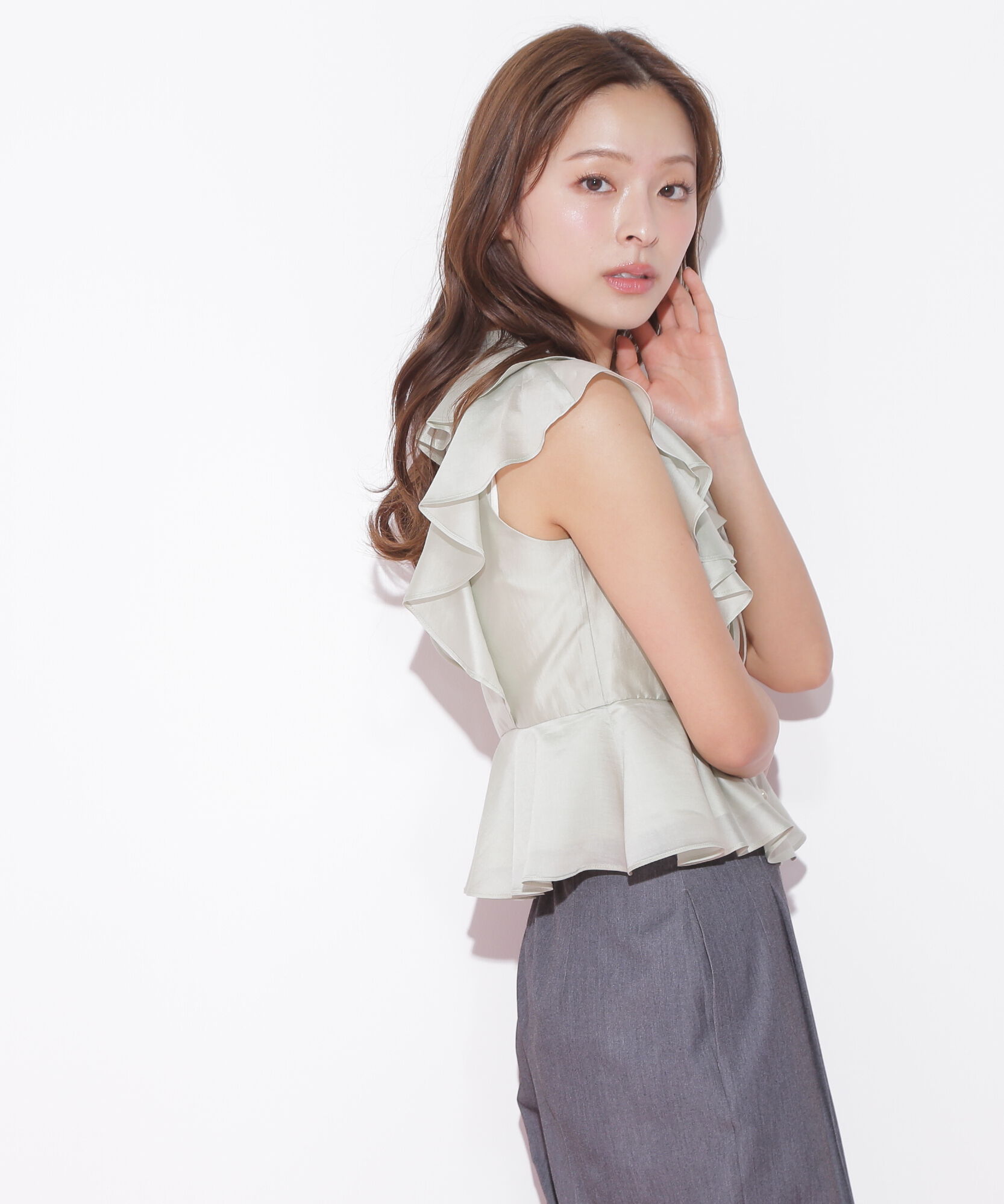  「ペプラムラッフルブラウス」|シャツ・ブラウス|