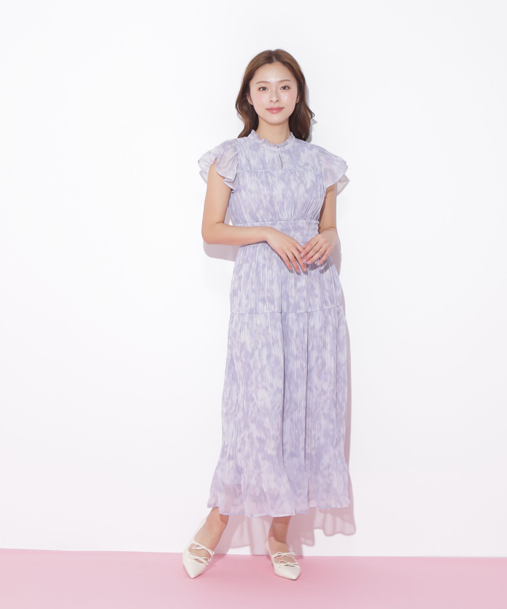  「スリットネックプリーツワンピース」|ワンピース|