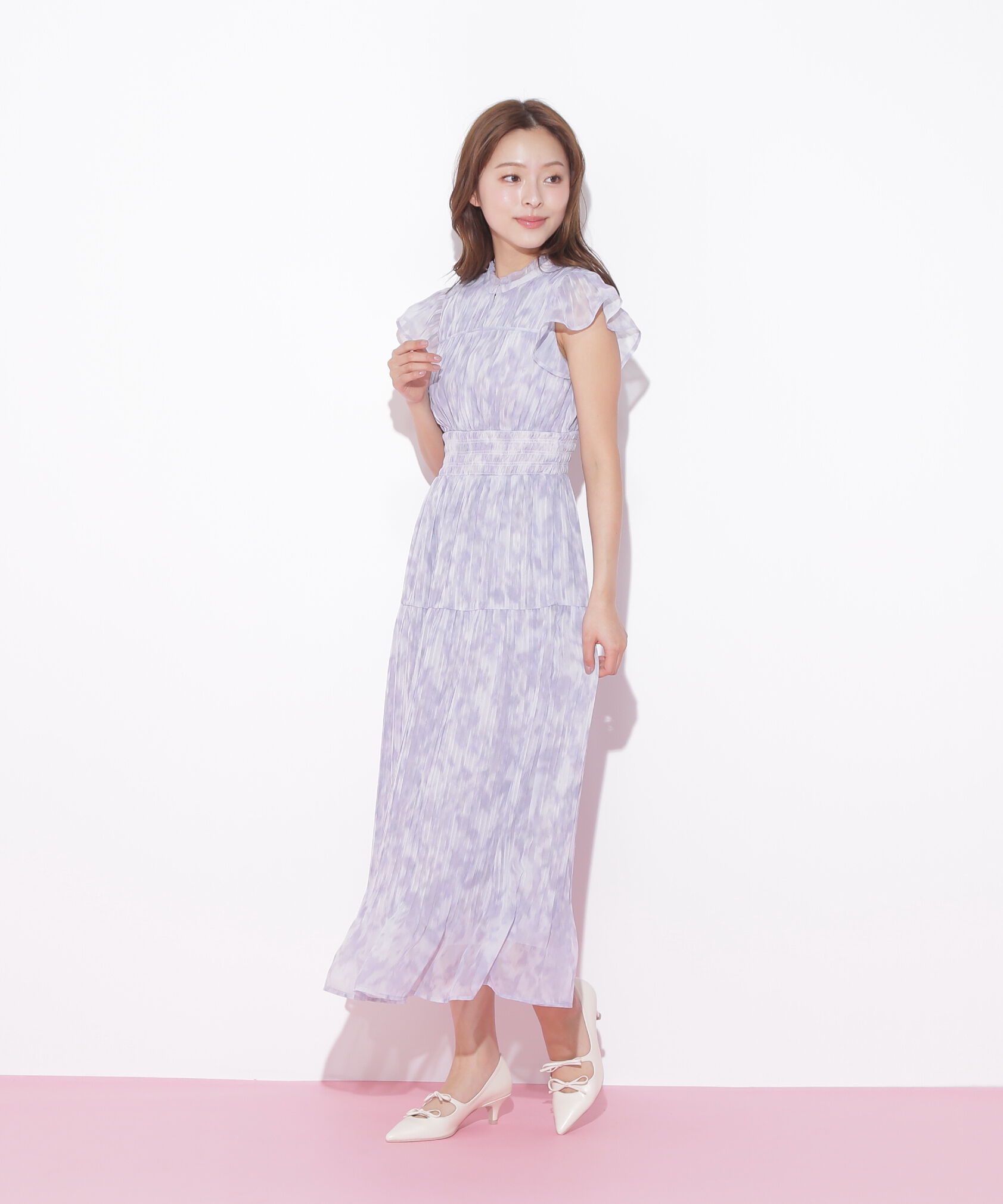  「スリットネックプリーツワンピース」|ワンピース|