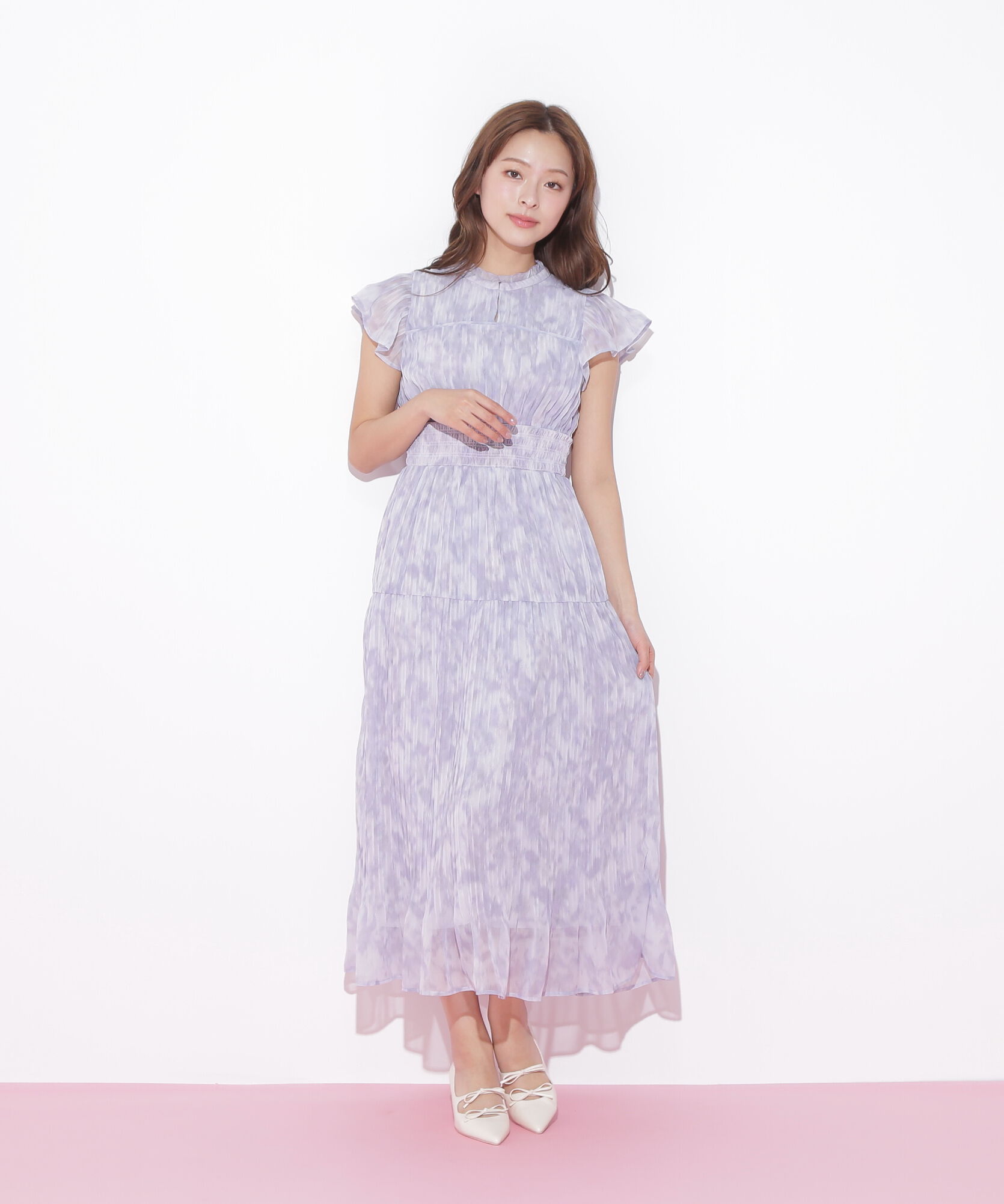  「スリットネックプリーツワンピース」|ワンピース|