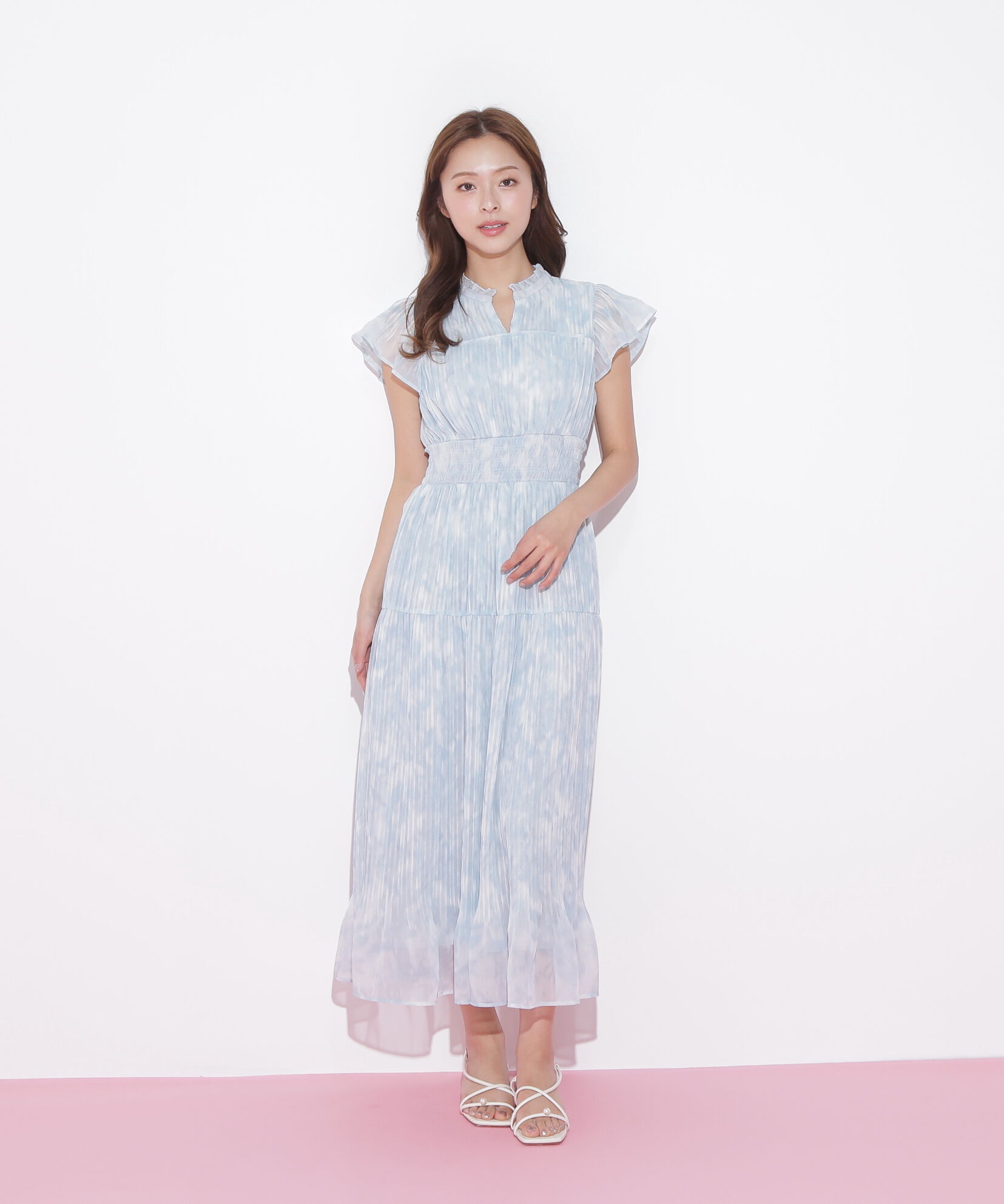  「スリットネックプリーツワンピース」|ワンピース|
