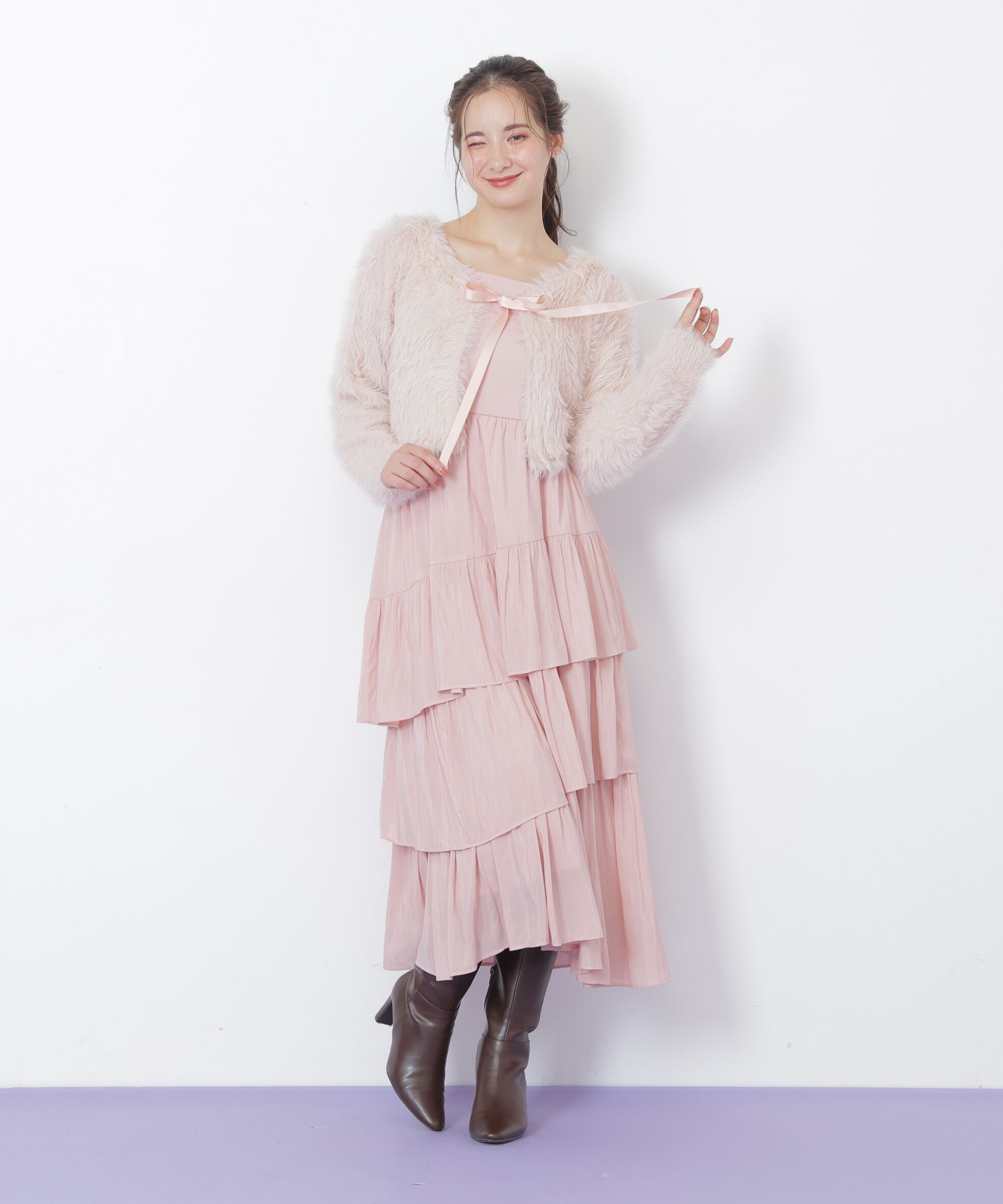  「キャミワンピースフェザーニットセット」|ワンピース|