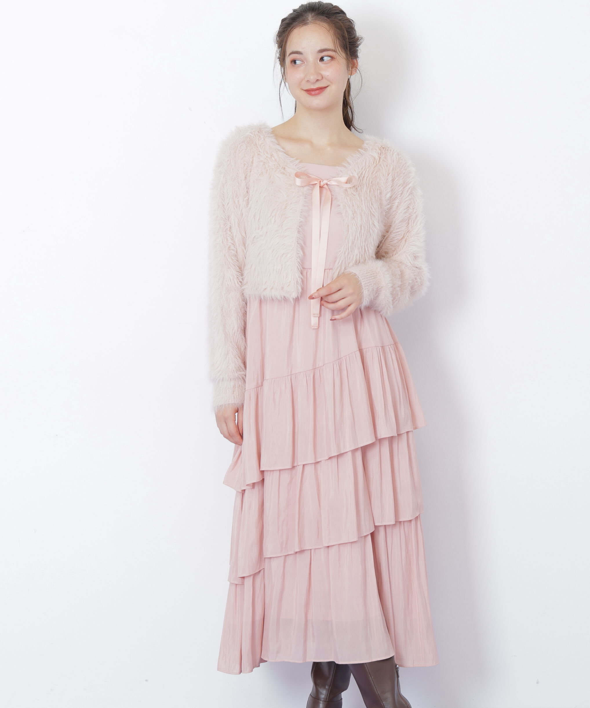  「キャミワンピースフェザーニットセット」|ワンピース|