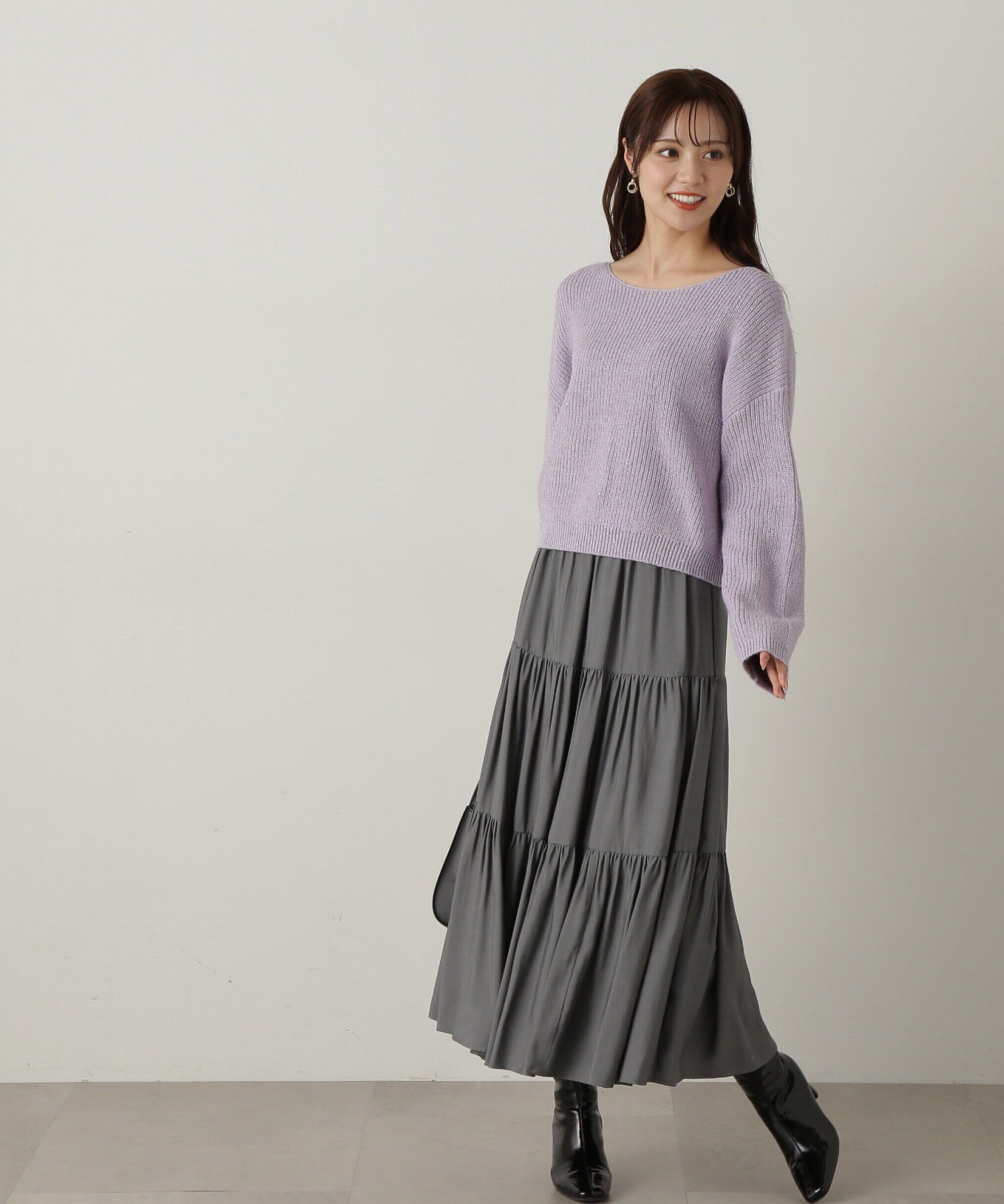 PROPORTION BODY DRESSING「パウダーサテンティアードスカート　24AW」|スカート|