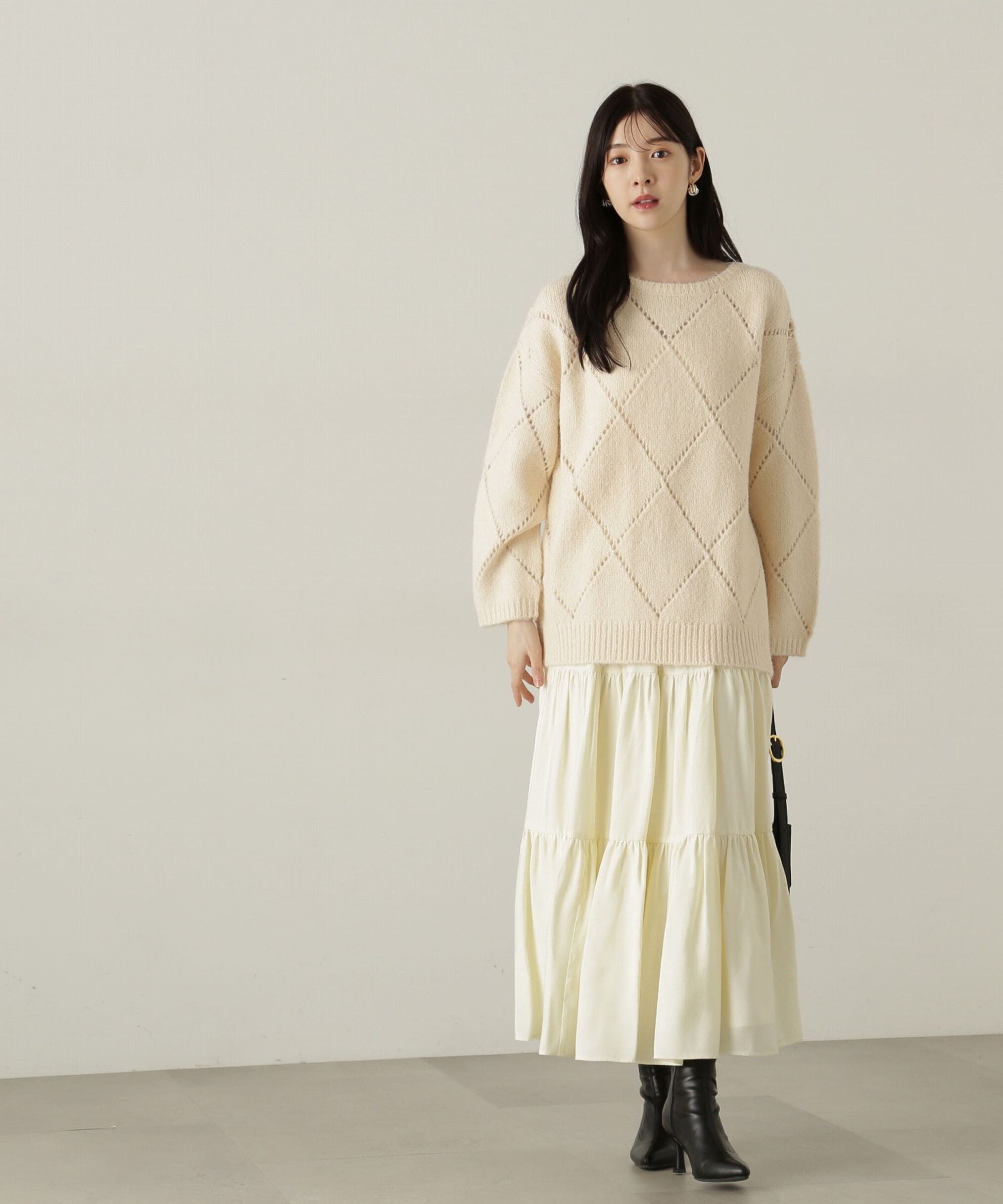 PROPORTION BODY DRESSING「パウダーサテンティアードスカート　24AW」|スカート|