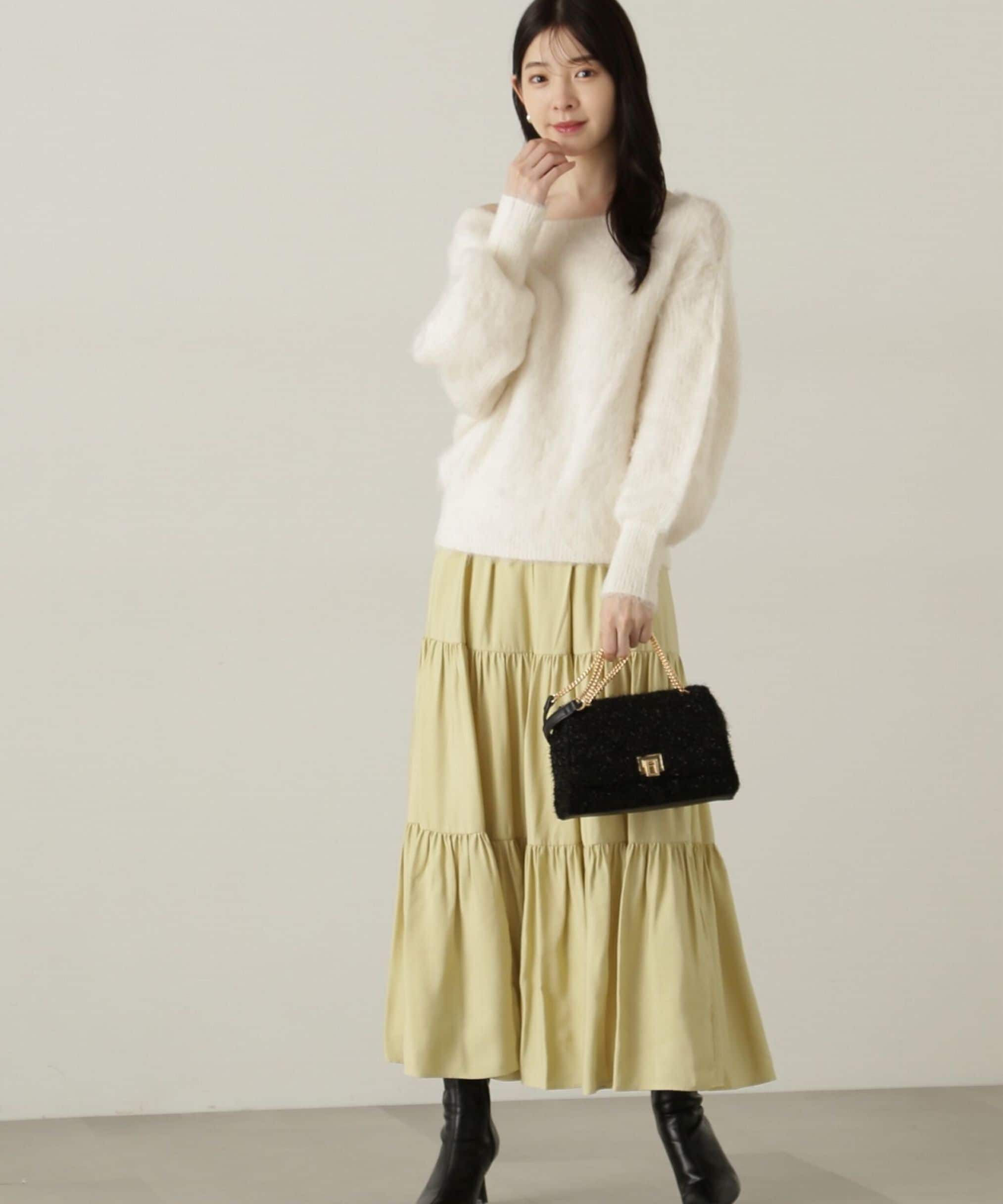 PROPORTION BODY DRESSING「パウダーサテンティアードスカート　24AW」|スカート|