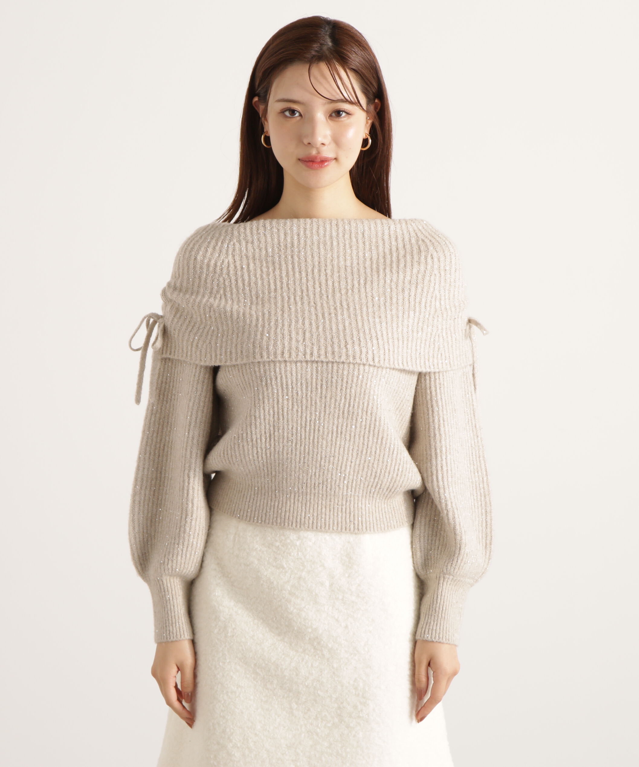 PROPORTION BODY DRESSING「リボン付きオフショルニット 25AW」|ニット・セーター|