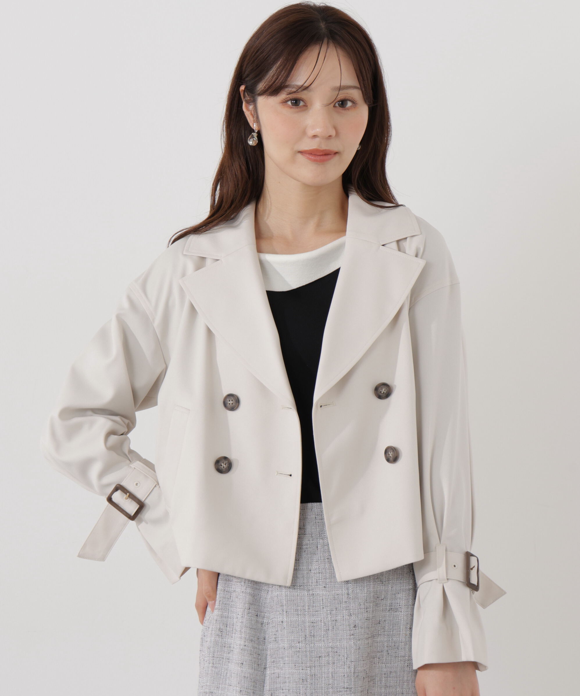 PROPORTION BODY DRESSING「＜防シワ/花粉リリース＞ショートトレンチコート」|ブルゾン・スタジャン|