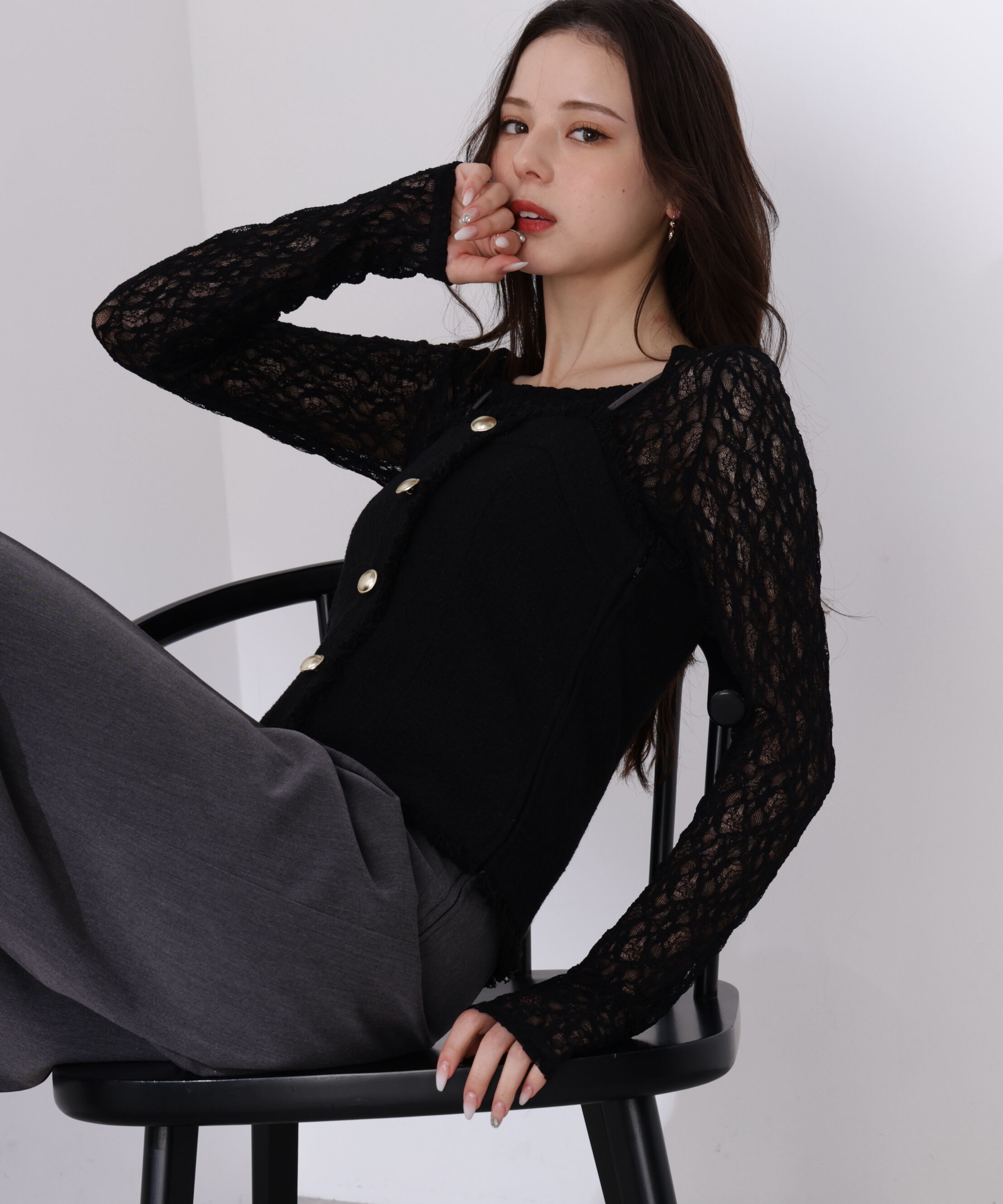 PROPORTION BODY DRESSING「＜L＞MIXキャミオールインワン　26SS」|ワンピース|ブラック&times;グレ