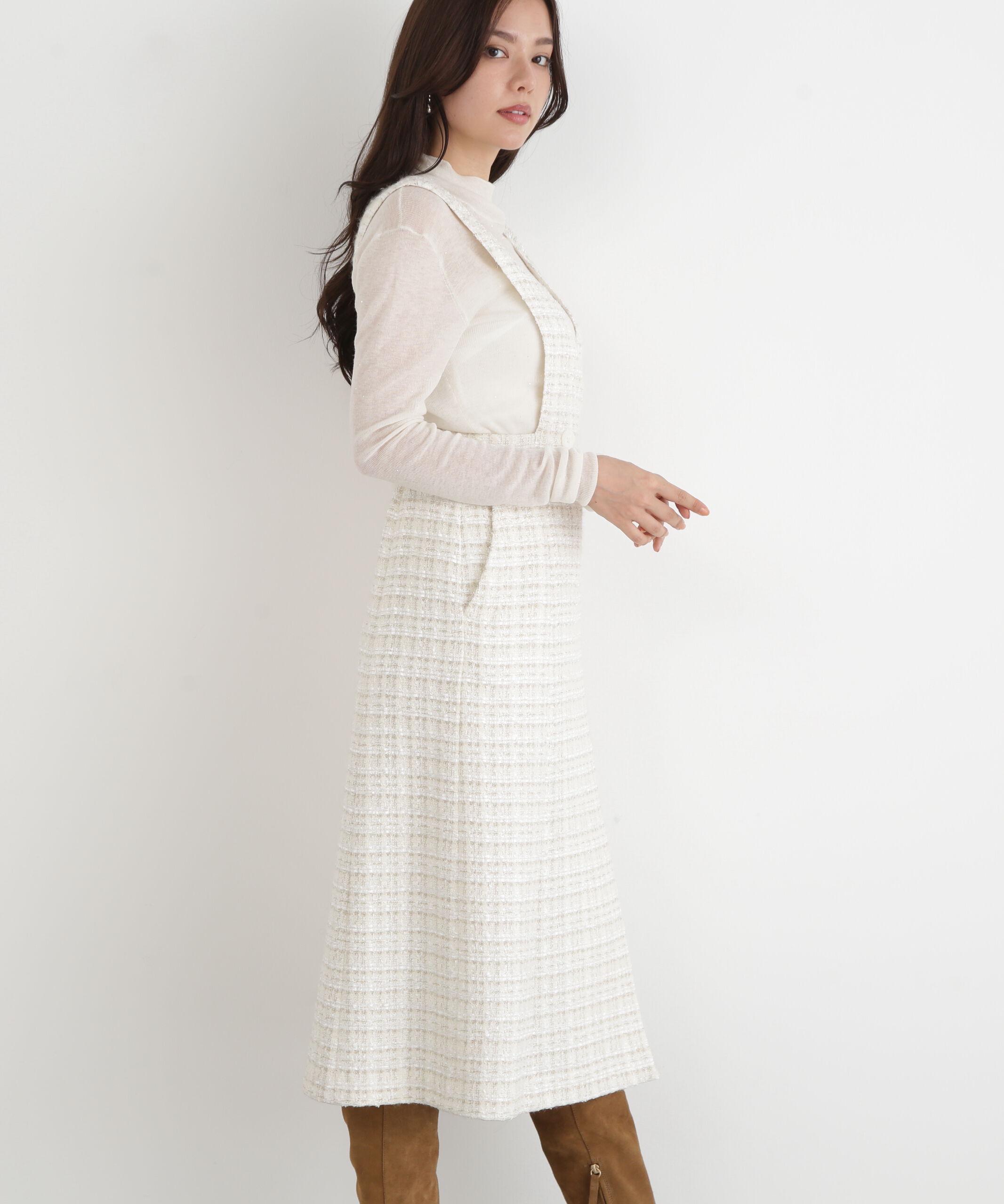  「◆ループツイードジャンバースカート」|ワンピース|