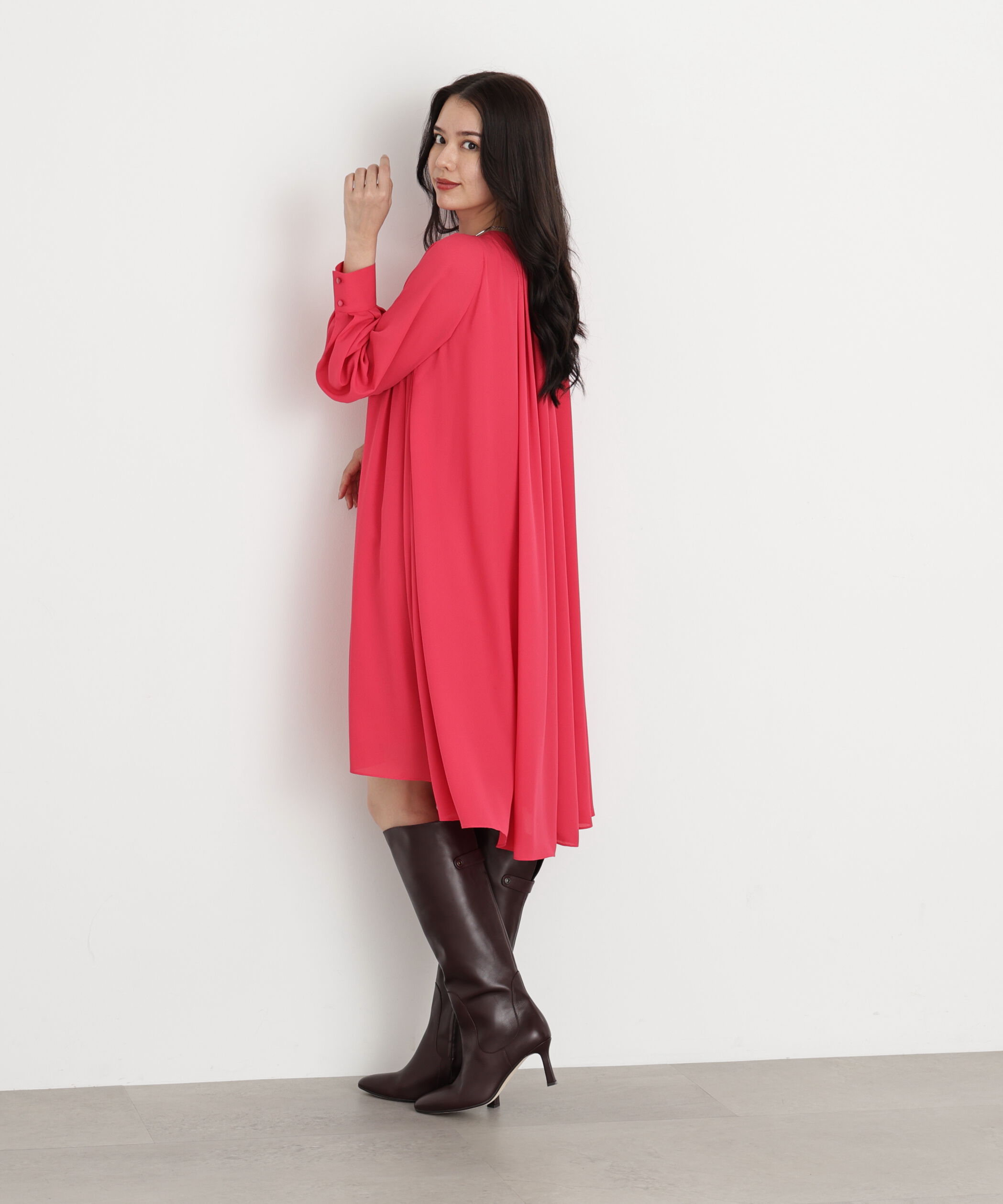  「◆タックフレアジョーゼットワンピース」|ワンピース|