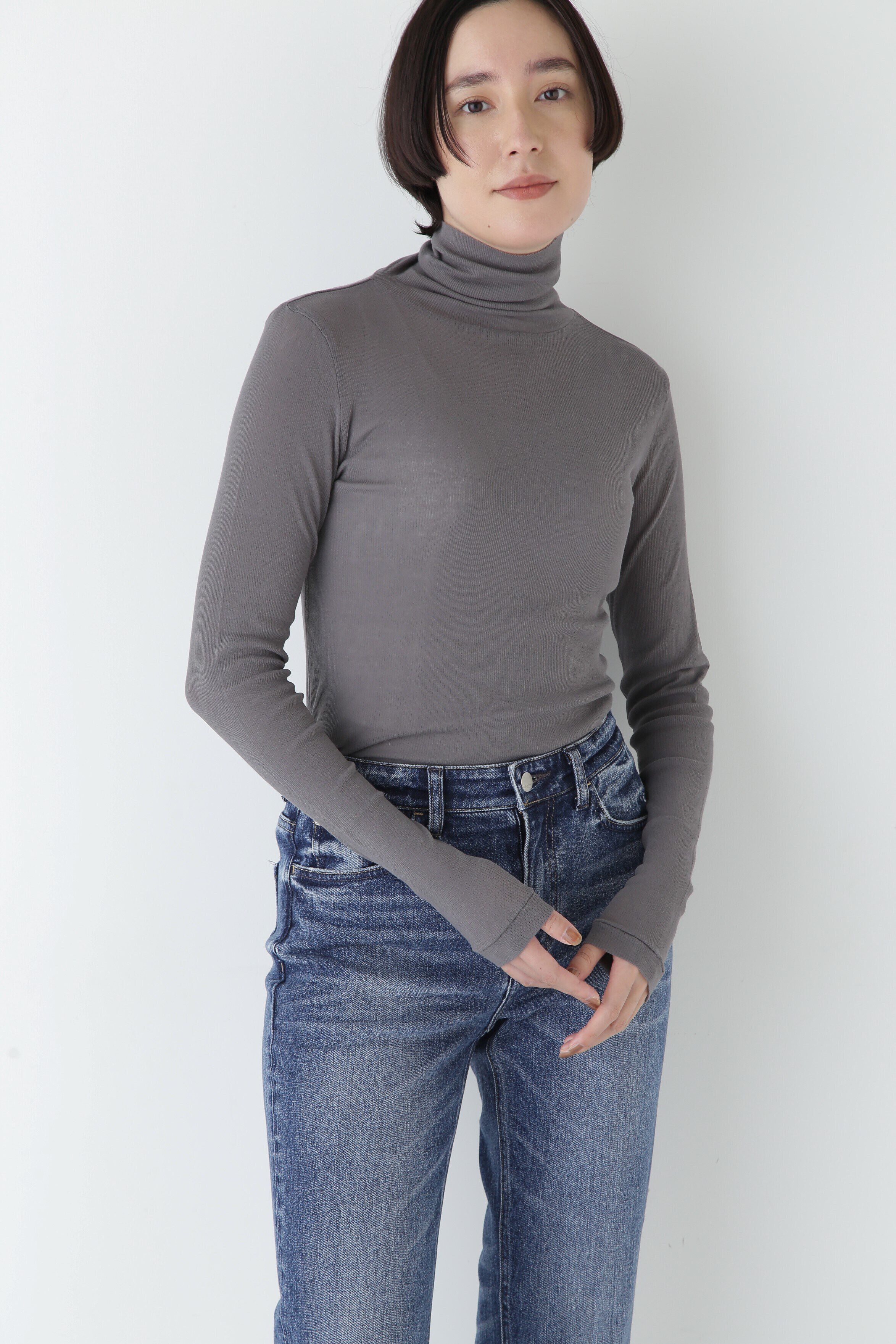  「◆シアータートルプルオーバー」|Tシャツ・カットソー|チャコール1