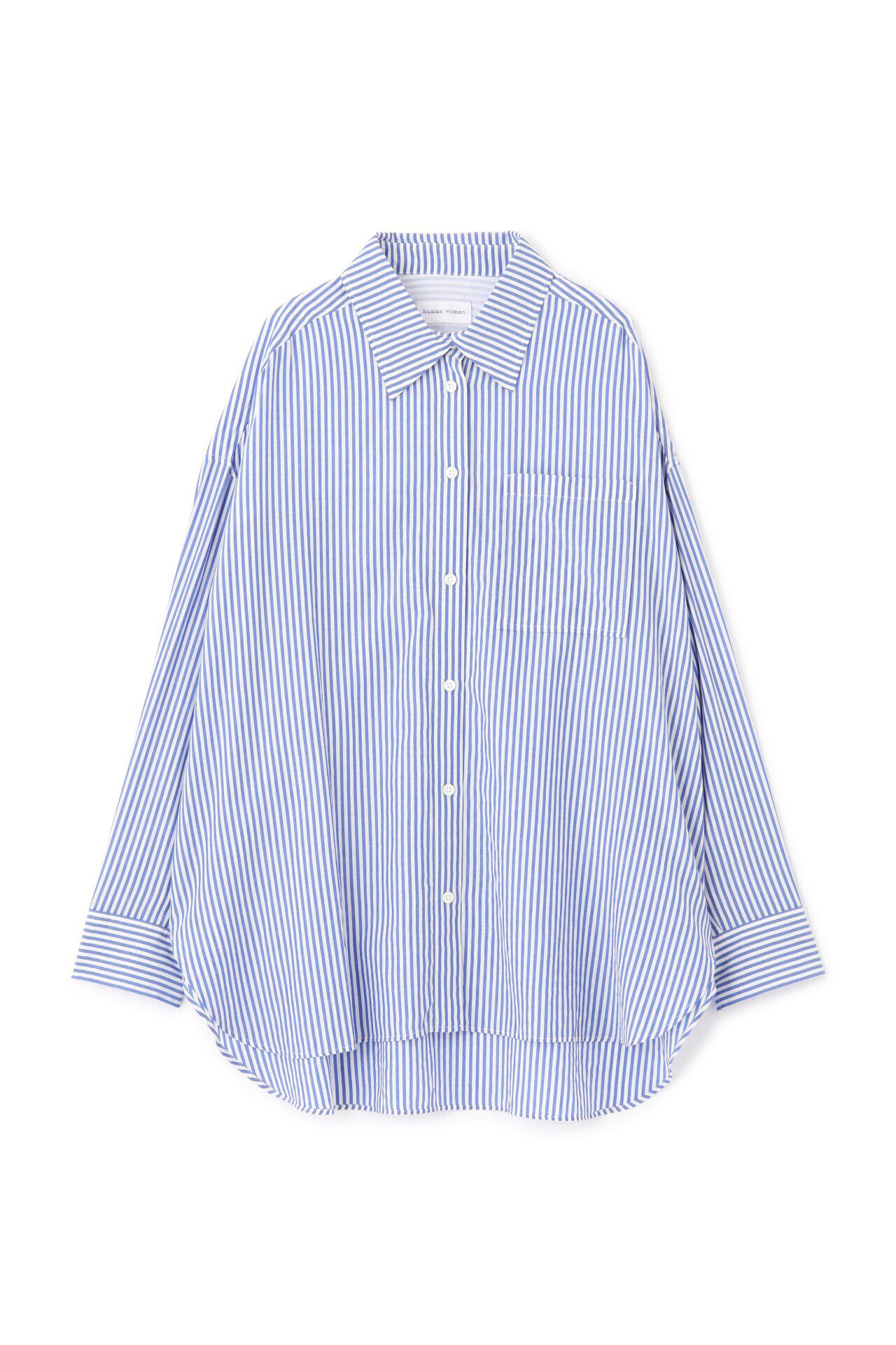 「◆オーガニックコットン混ストライプオーバーシャツ」|シャツ・ブラウス|