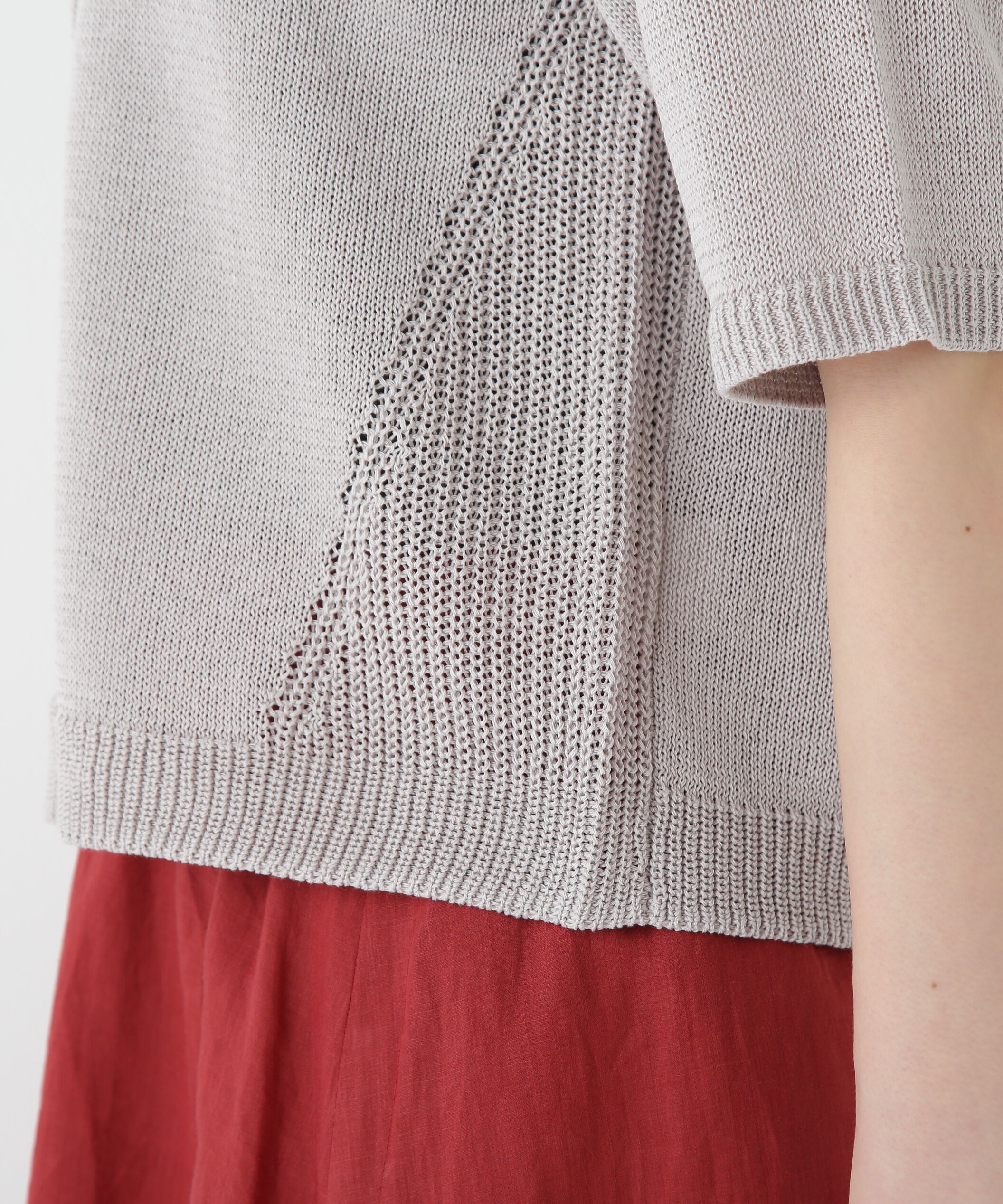  「◆ミドルゲージギマクルーネック半袖カーディガン」|ニット・セーター|