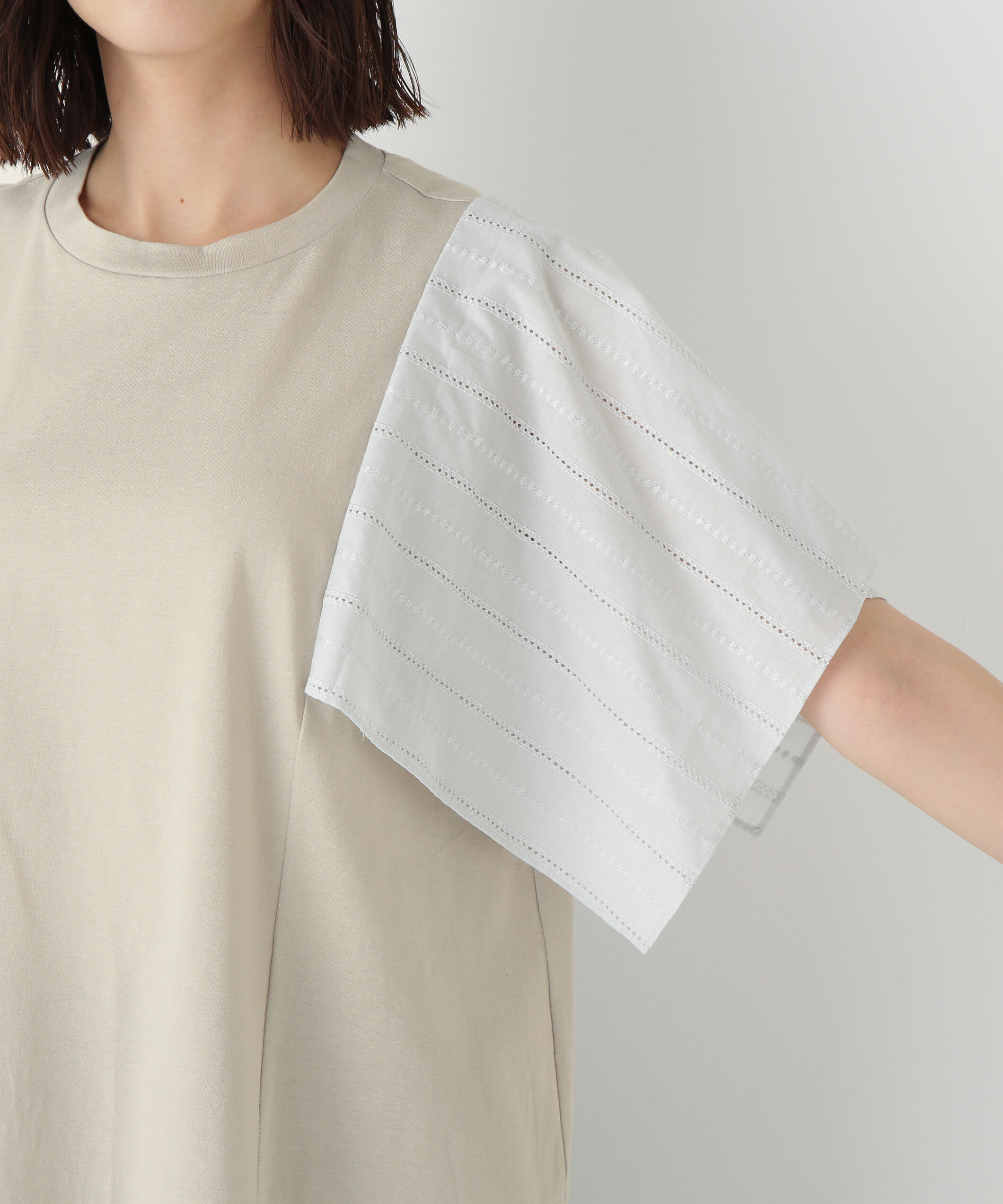 「◆コットンローンレースドッキングプルオーバー」|Tシャツ・カットソー|