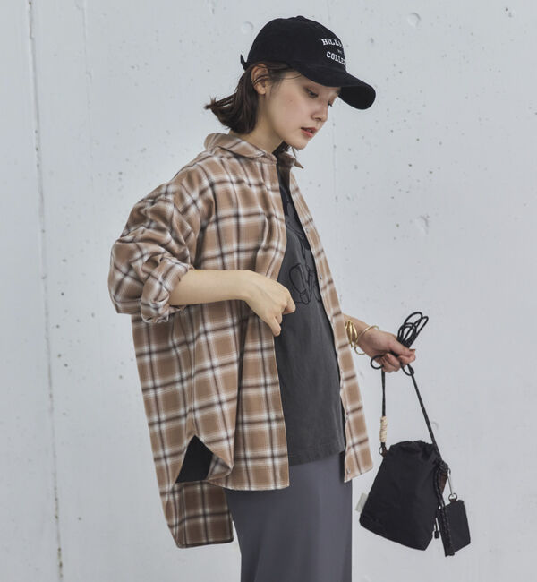 Doux archives「オンブレチェックシャツ」|シャツ・ブラウス|BROWN