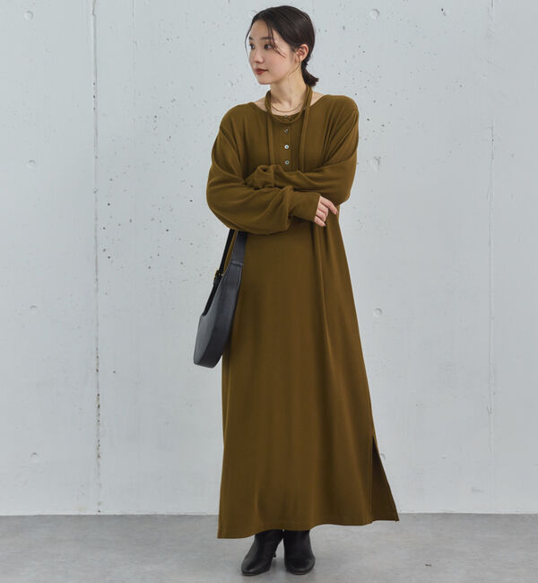 Doux archives「２ＷＡＹヘンリーネックリブワンピース」|ワンピース|KHAKI