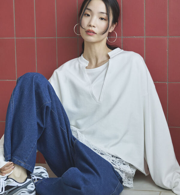 Doux archives「キーネックスウェットプルオーバー」|Tシャツ・カットソー|