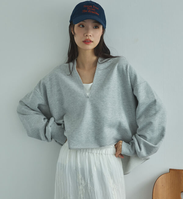 Doux archives「キーネックスウェットプルオーバー」|Tシャツ・カットソー|GRAY