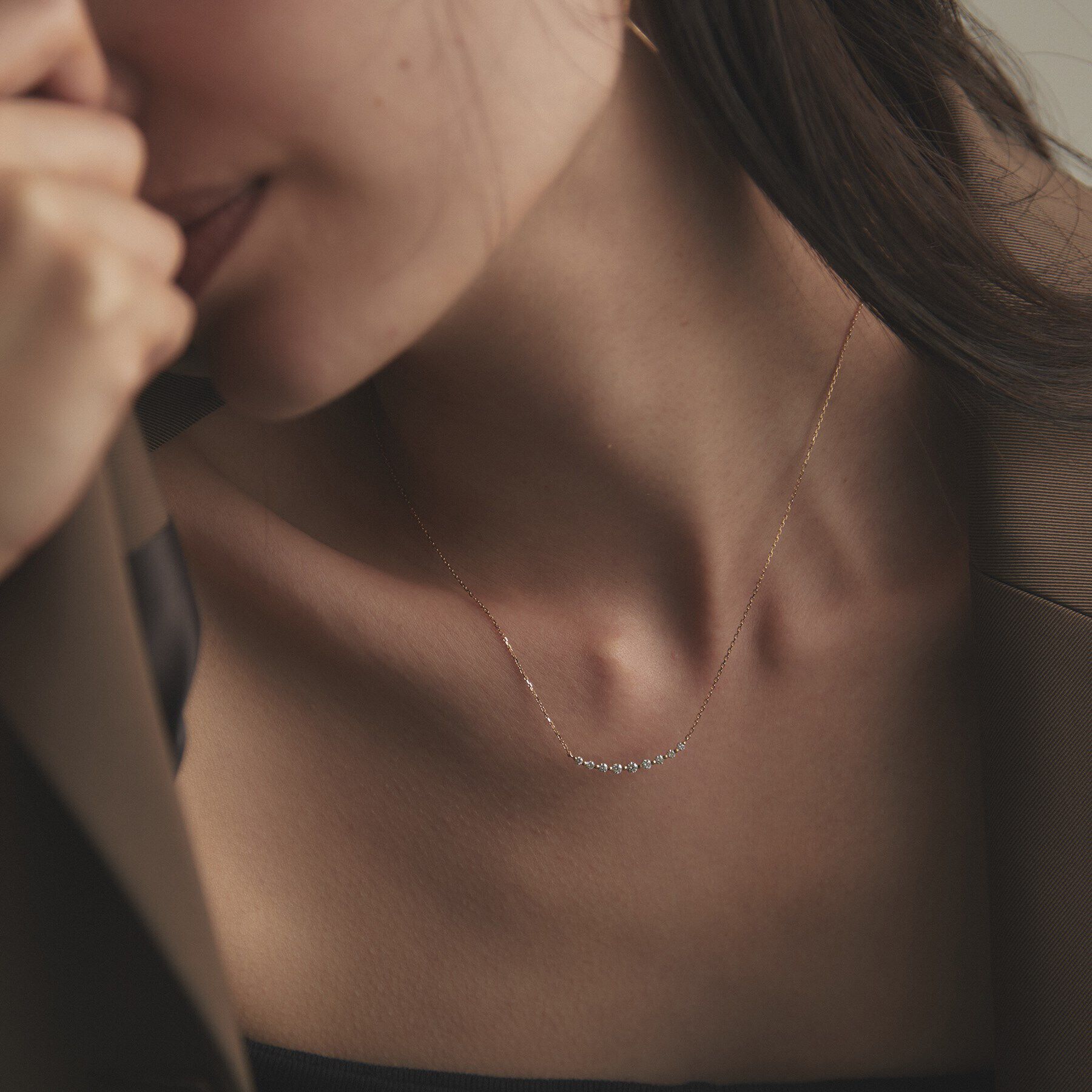 COCOSHNIK「K18ダイヤモンド グラデーション9石 ネックレス」|ネックレス|