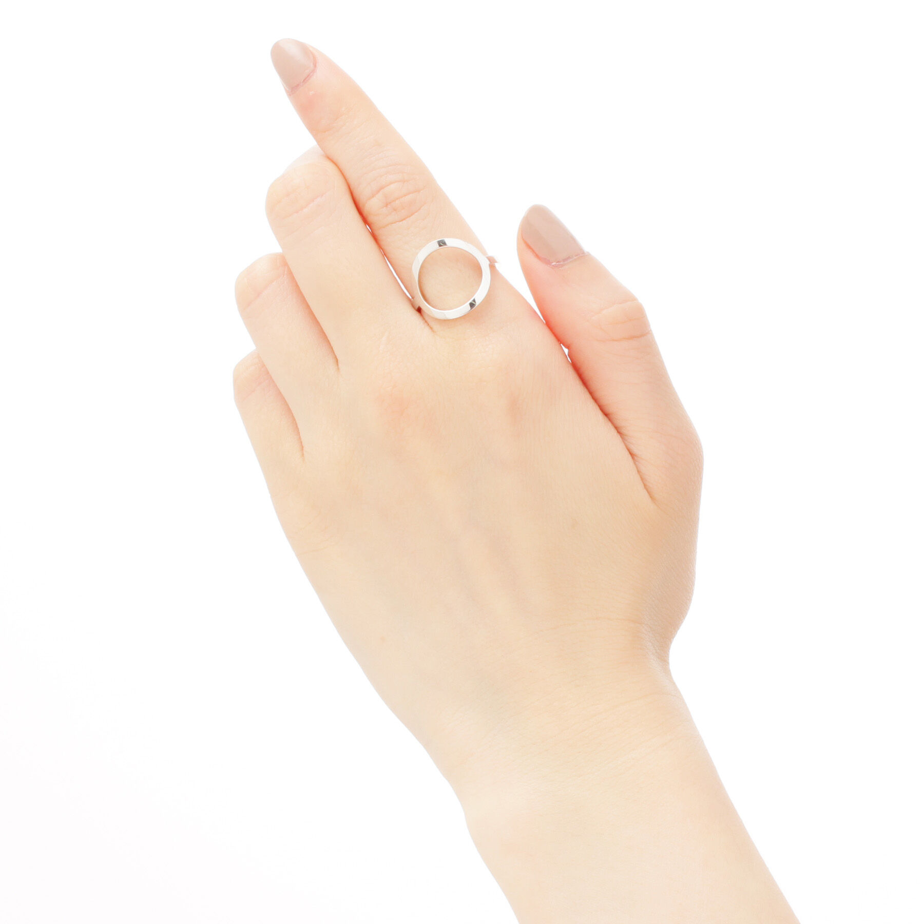 COCOSHNIK「シルバー 平打ちオープンラウンド リング」|リング|