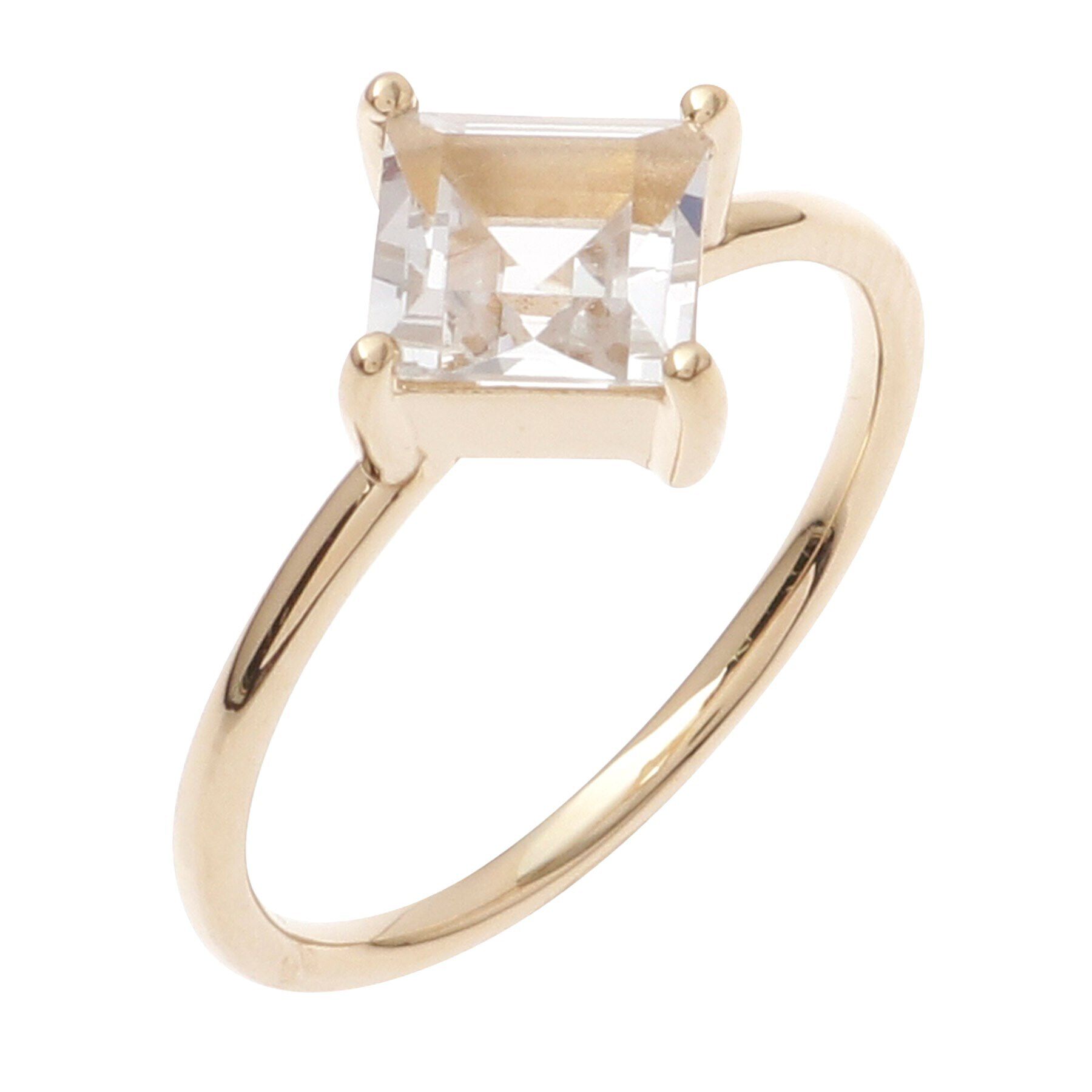 COCOSHNIK「K10カラーストーン（ホワイトトパーズ）スクエアカット リング」|リング|