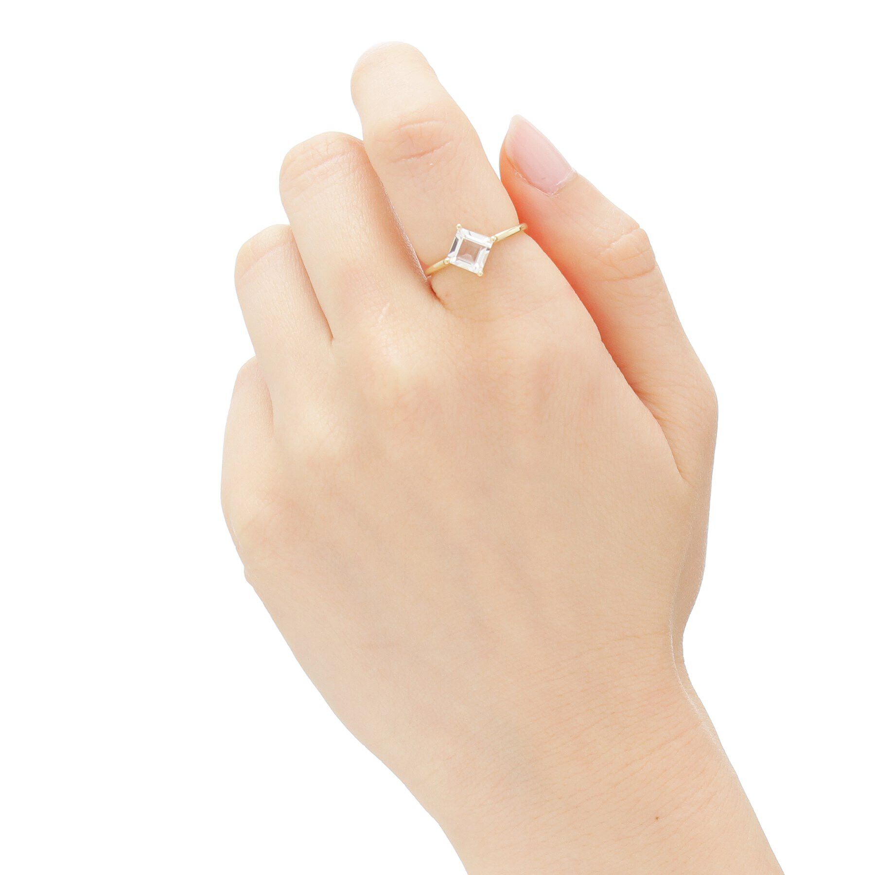 COCOSHNIK「K10カラーストーン（ホワイトトパーズ）スクエアカット リング」|リング|