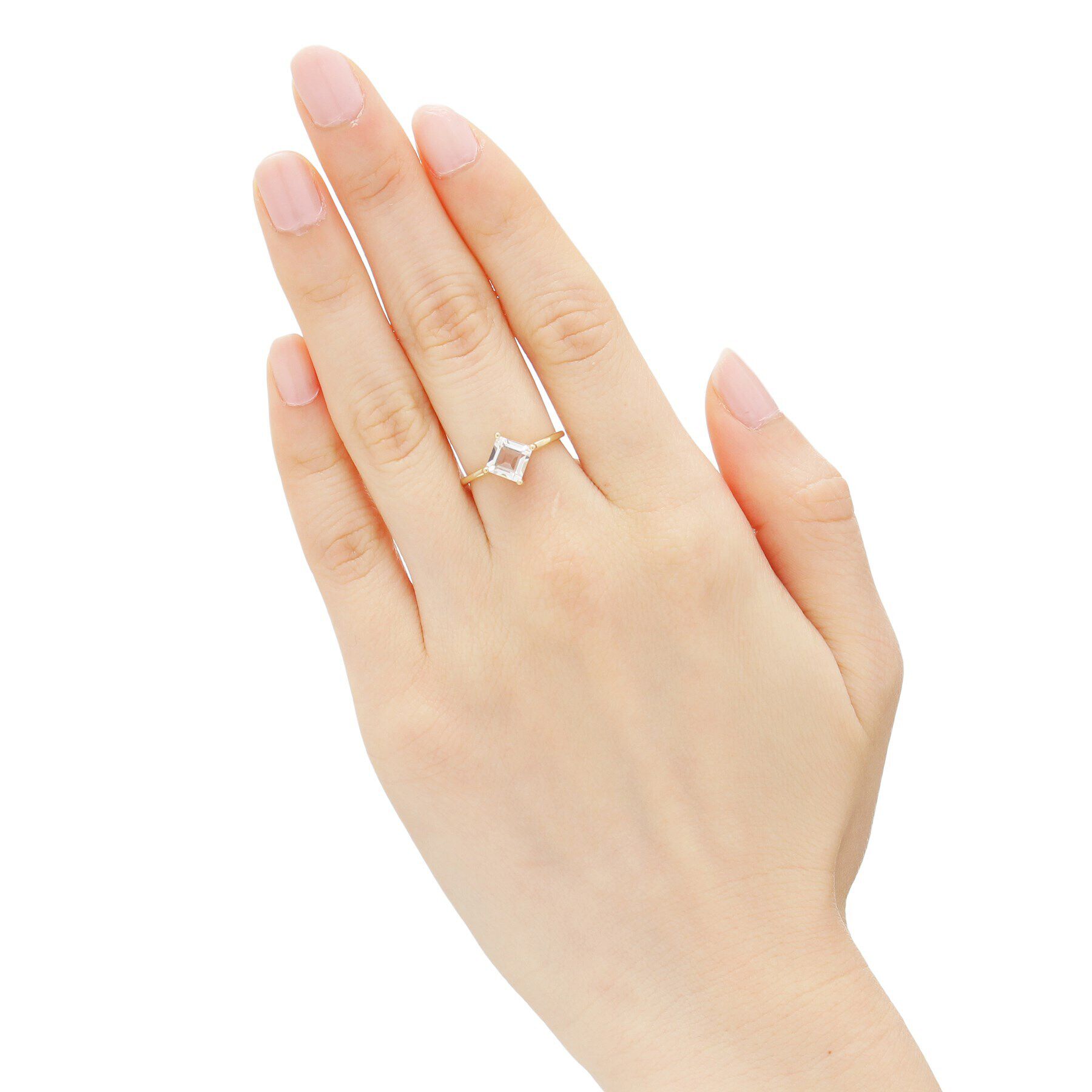 COCOSHNIK「K10カラーストーン（ホワイトトパーズ）スクエアカット リング」|リング|