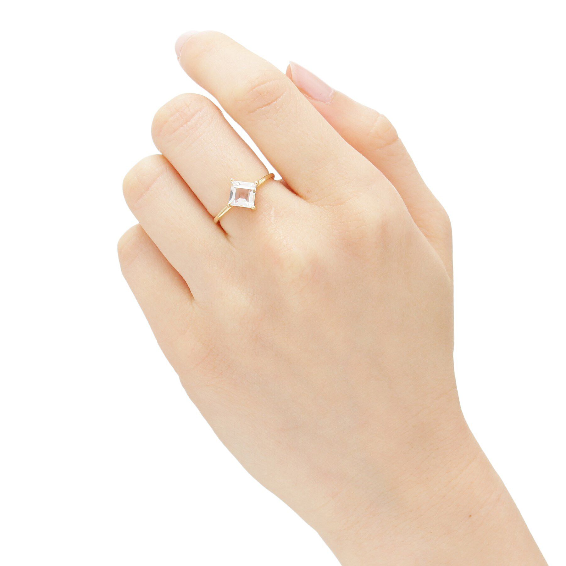 COCOSHNIK「K10カラーストーン（ホワイトトパーズ）スクエアカット リング」|リング|