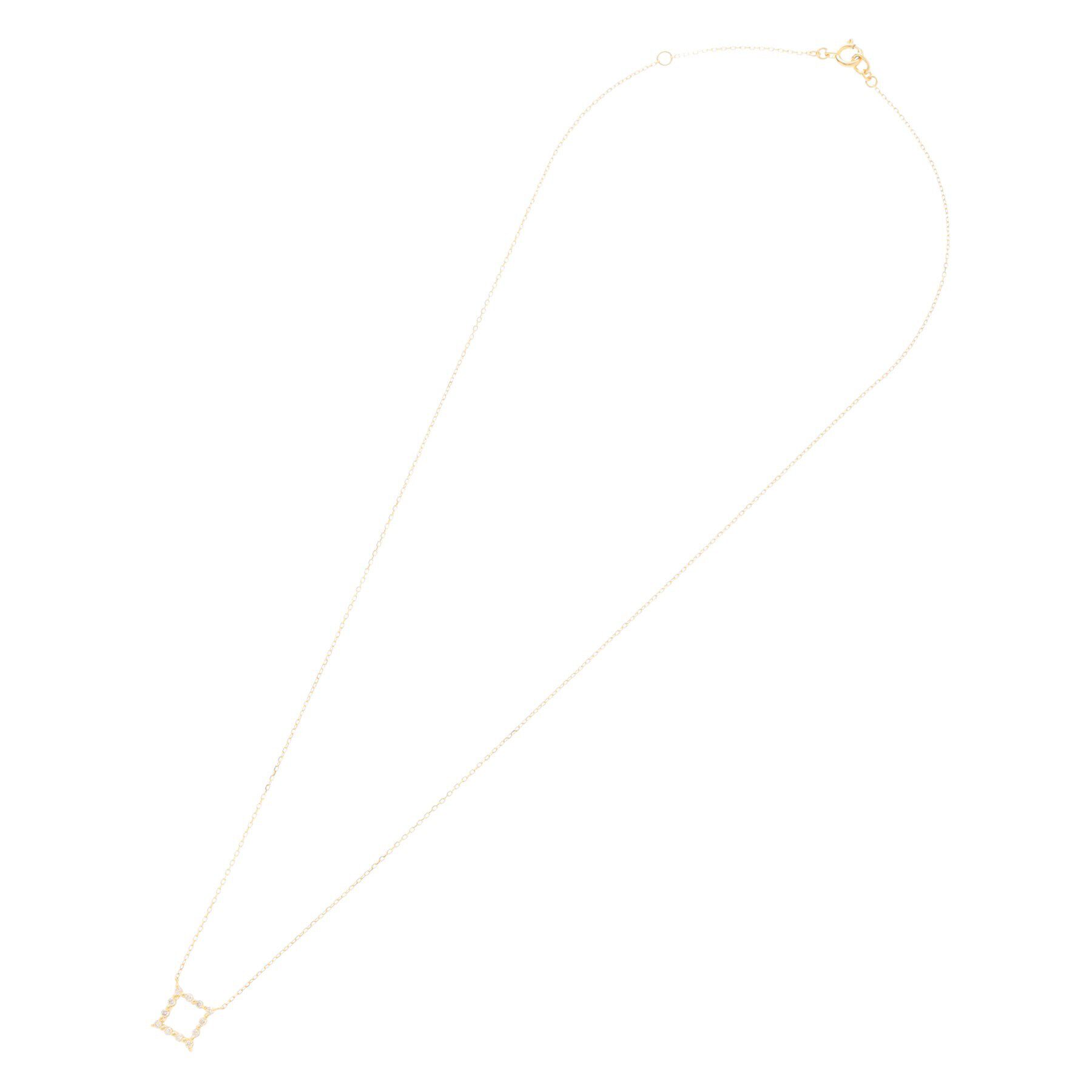 COCOSHNIK「K18ダイヤモンド 伏せ込みオープンスクエア ネックレス」|ネックレス|