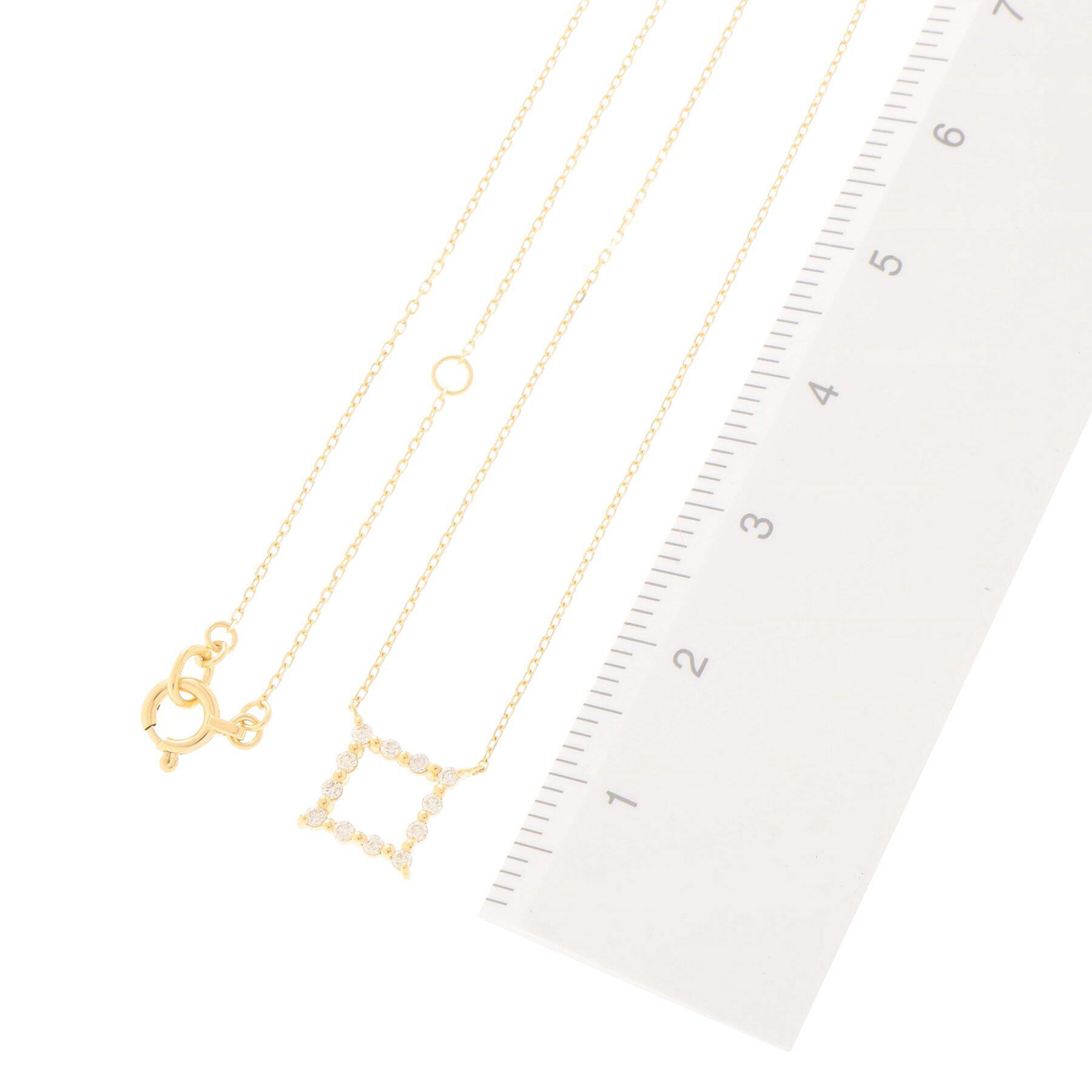 COCOSHNIK「K18ダイヤモンド 伏せ込みオープンスクエア ネックレス」|ネックレス|