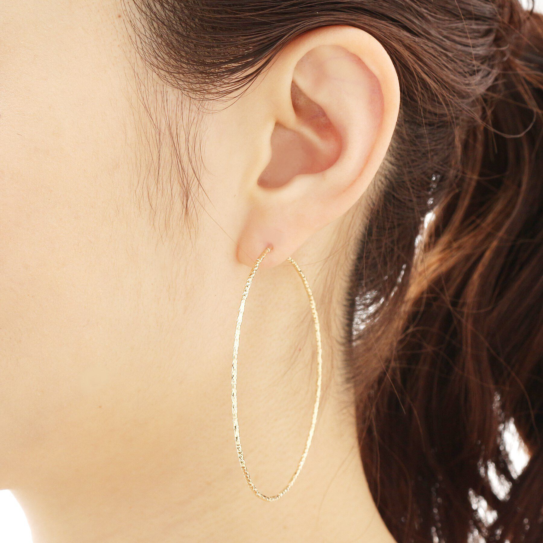 COCOSHNIK「K18ミラーカットビーズ フープピアス（大）」|ピアス|