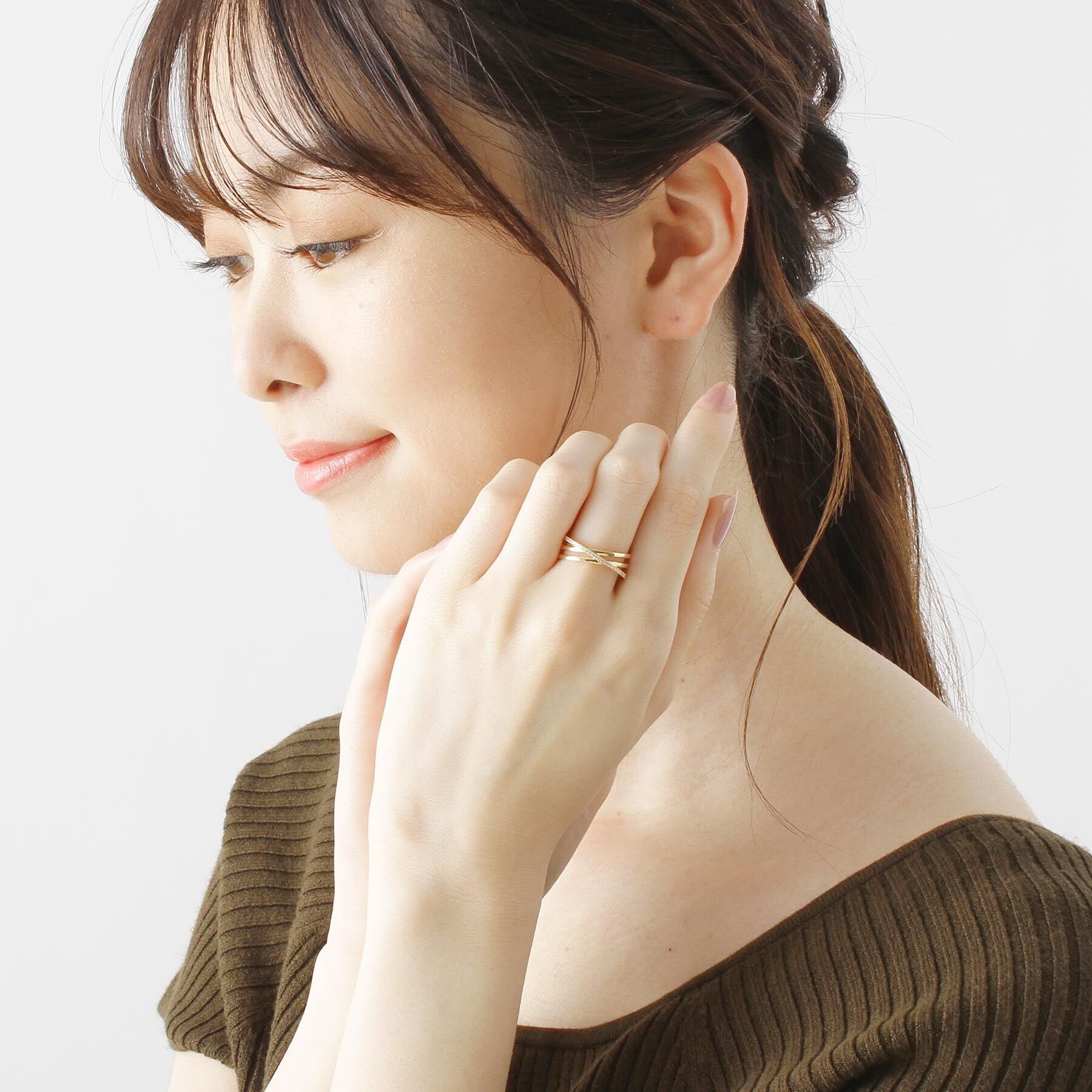 COCOSHNIK「K10ダイヤモンド Xリング」|リング|