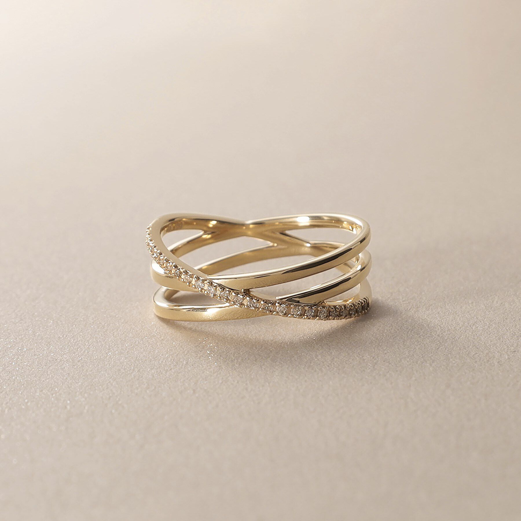 COCOSHNIK「K10ダイヤモンド Xリング」|リング|