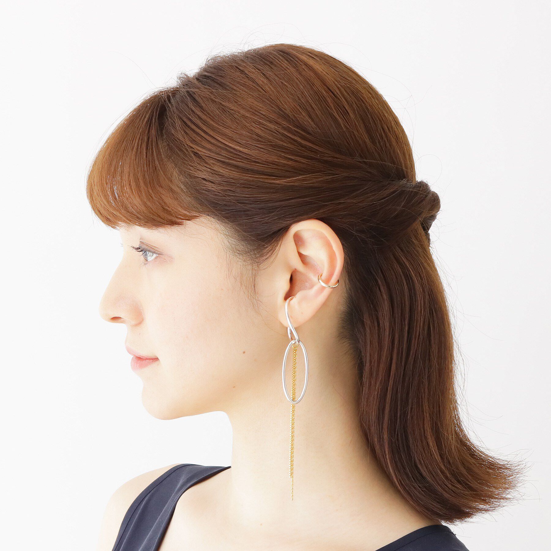 COCOSHNIK「シルバー オーバルフープ イヤーカフチャーム」|チャーム・キーホルダー|