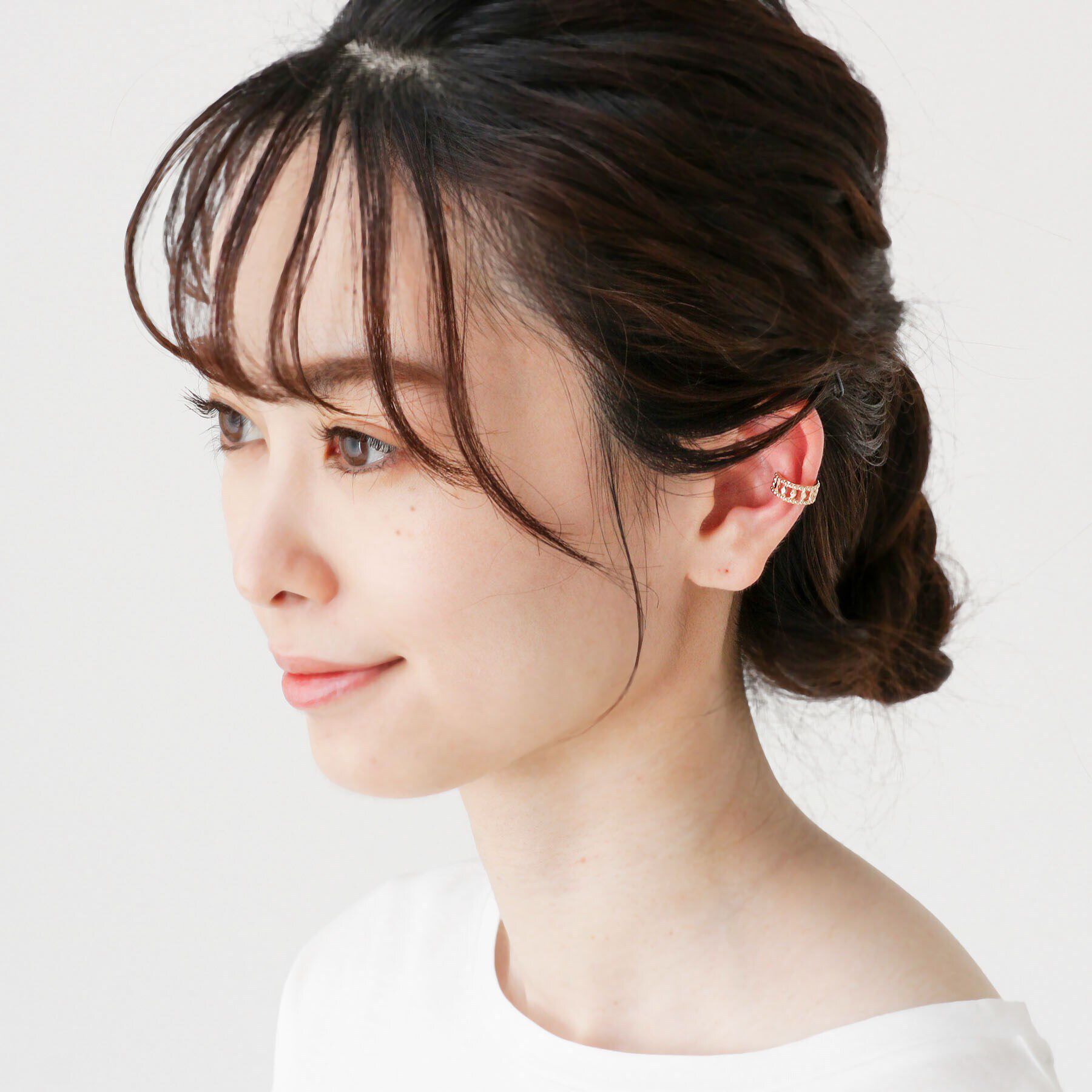 COCOSHNIK「K10切子&times;ミル イヤーカフ」|イヤリング|