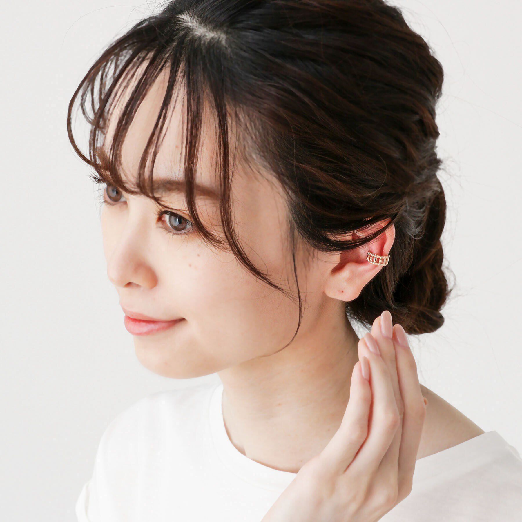 COCOSHNIK「K10切子&times;ミル イヤーカフ」|イヤリング|