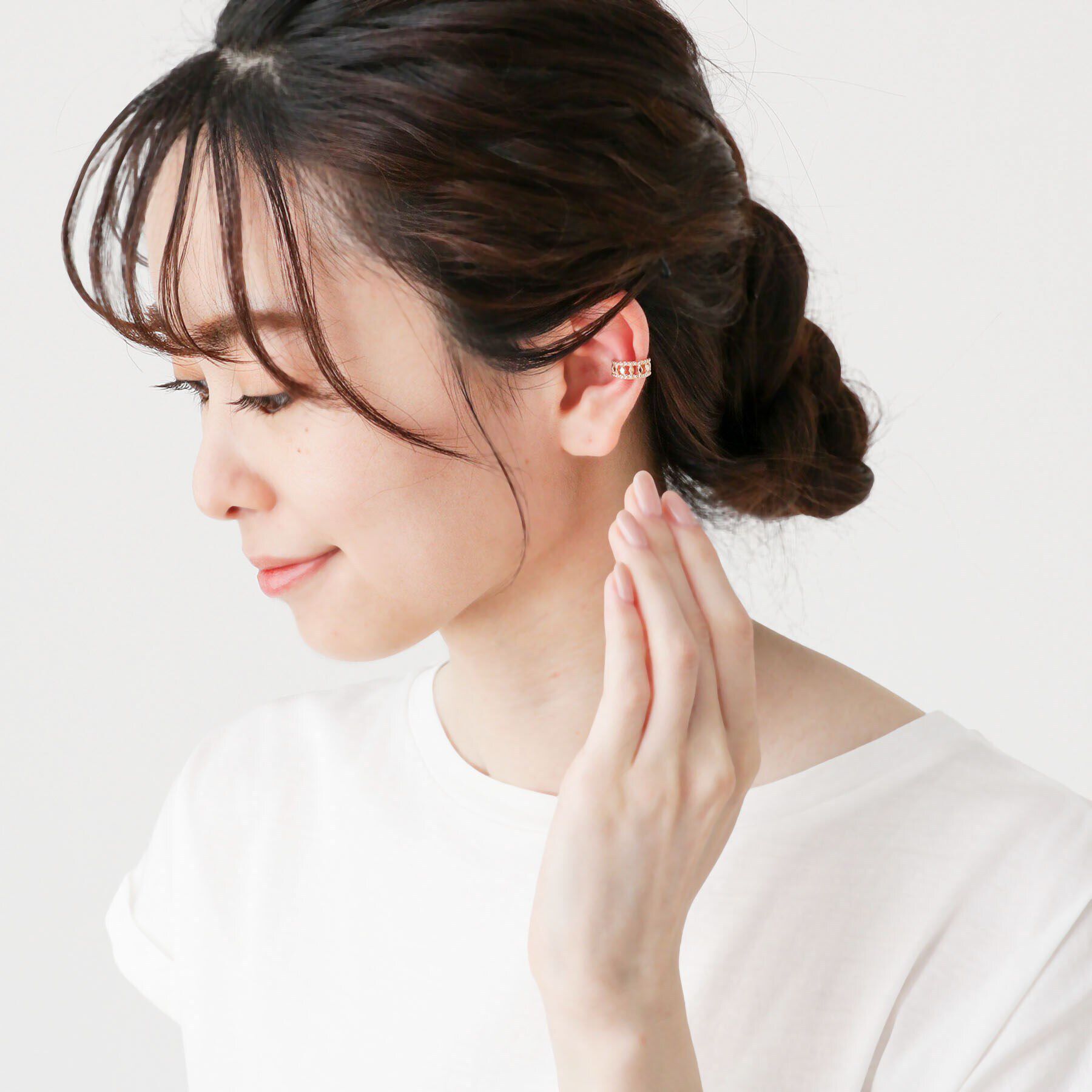 COCOSHNIK「K10切子&times;ミル イヤーカフ」|イヤリング|