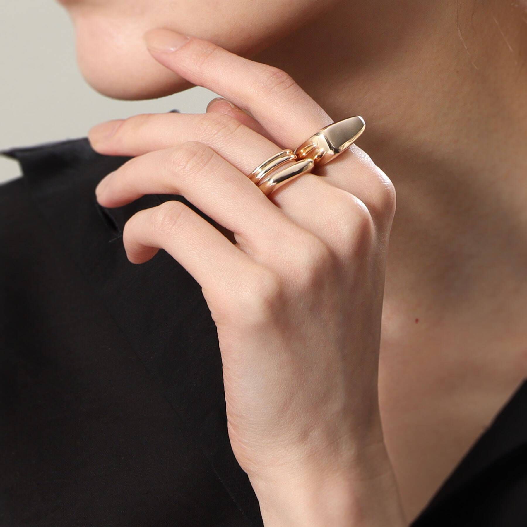 COCOSHNIK「K10ダブル甲丸リング」|リング|