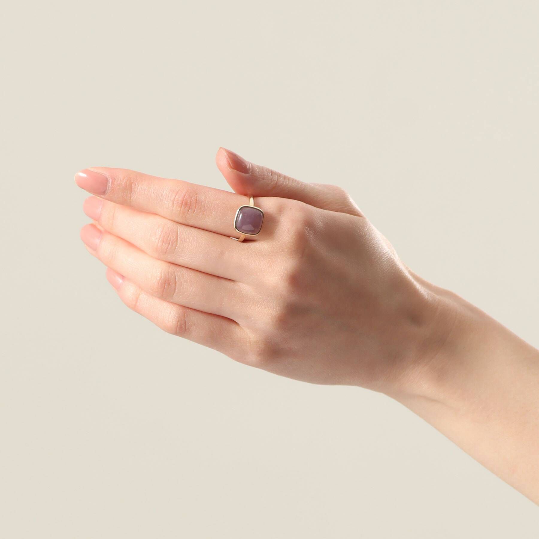 COCOSHNIK「K10パープルカルセドニー クッションカボション リング」|リング|