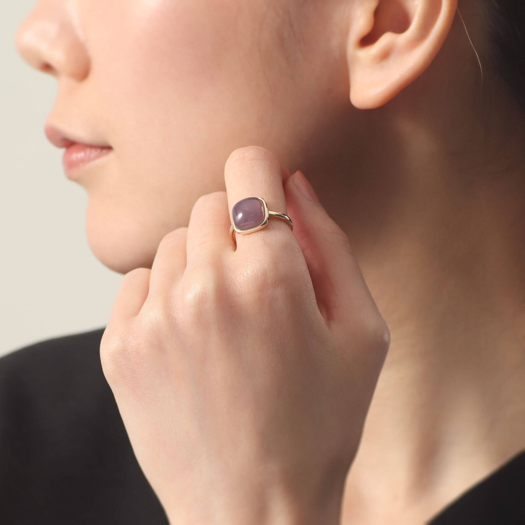 COCOSHNIK「K10パープルカルセドニー クッションカボション リング」|リング|