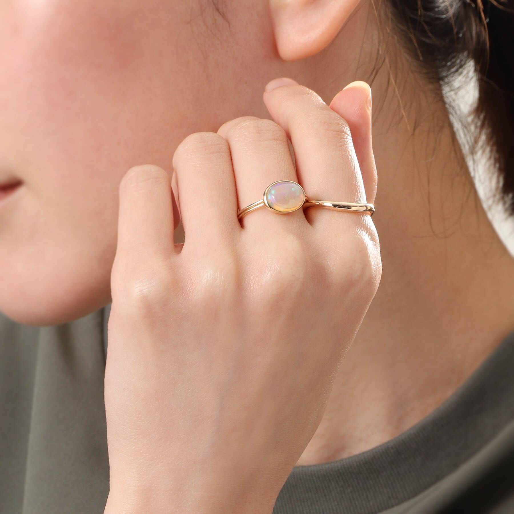 COCOSHNIK「K10エチオピアオパール オーバルカボション リング」|リング|